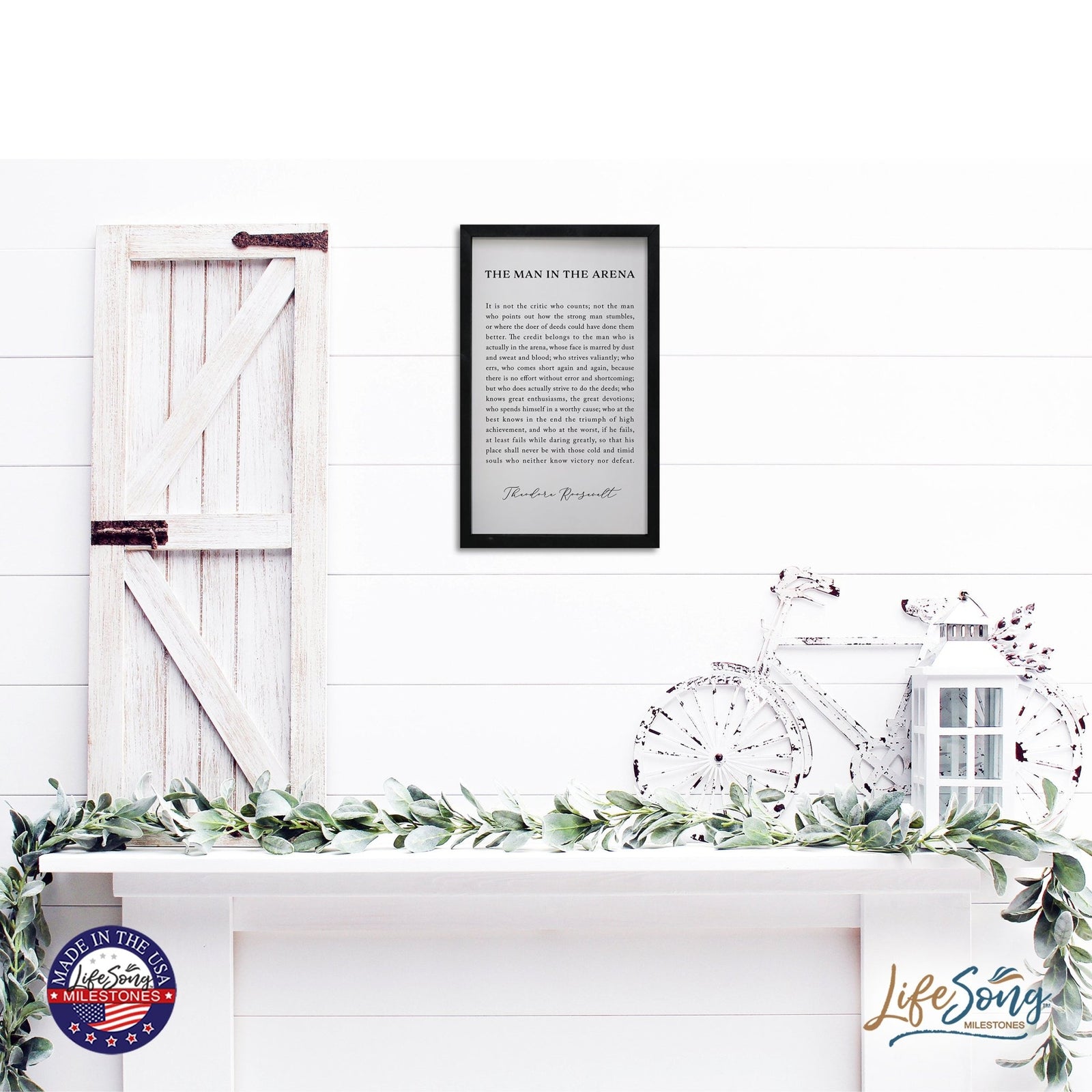 Inspiring Modern Black Framed Shadow Box - The Man In The Arena - LifeSong Milestones