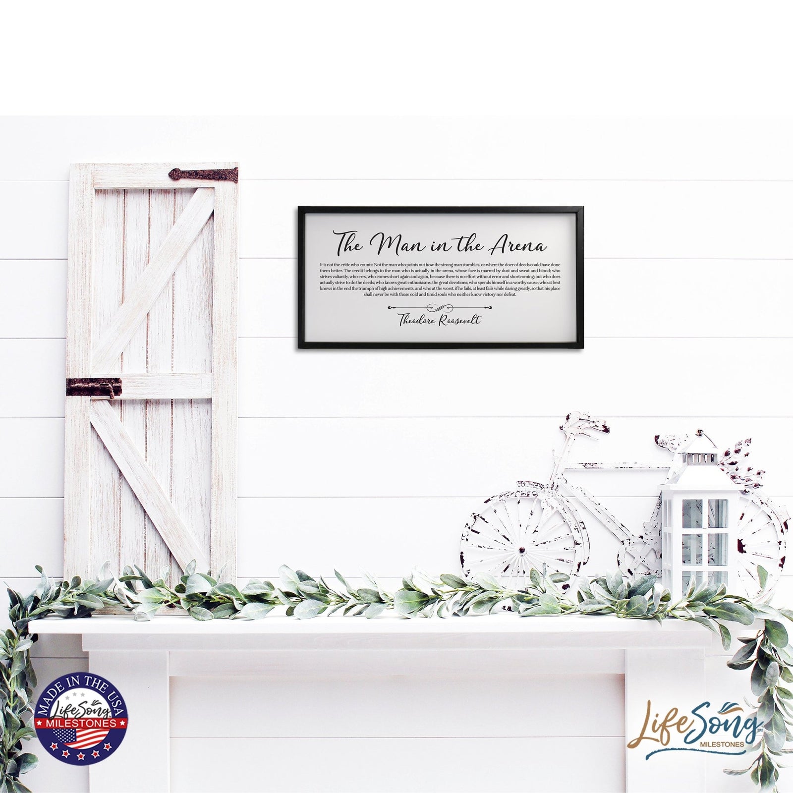 Inspiring Modern Black Framed Shadow Box - The Man In The Arena - LifeSong Milestones