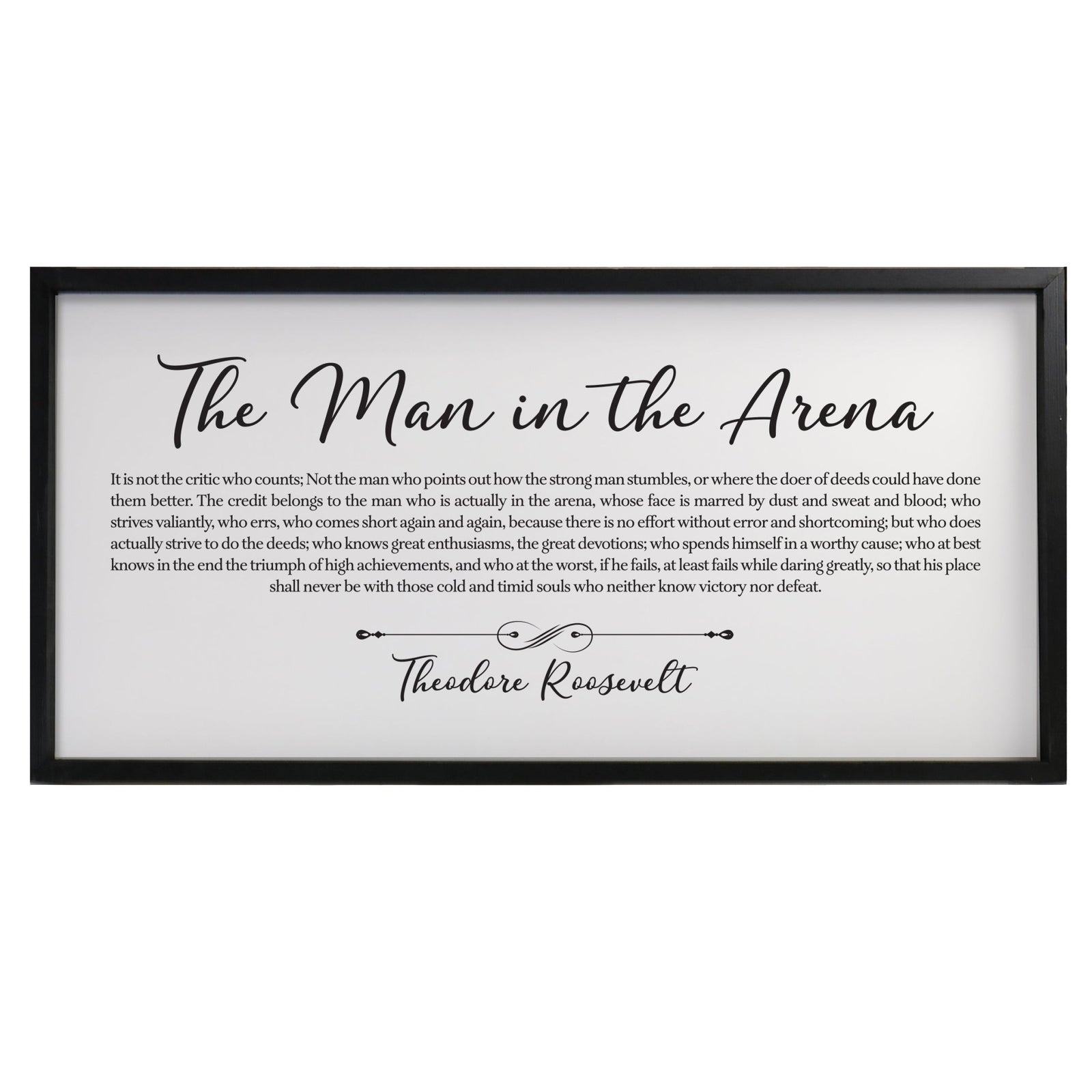 Inspiring Modern Black Framed Shadow Box - The Man In The Arena - LifeSong Milestones