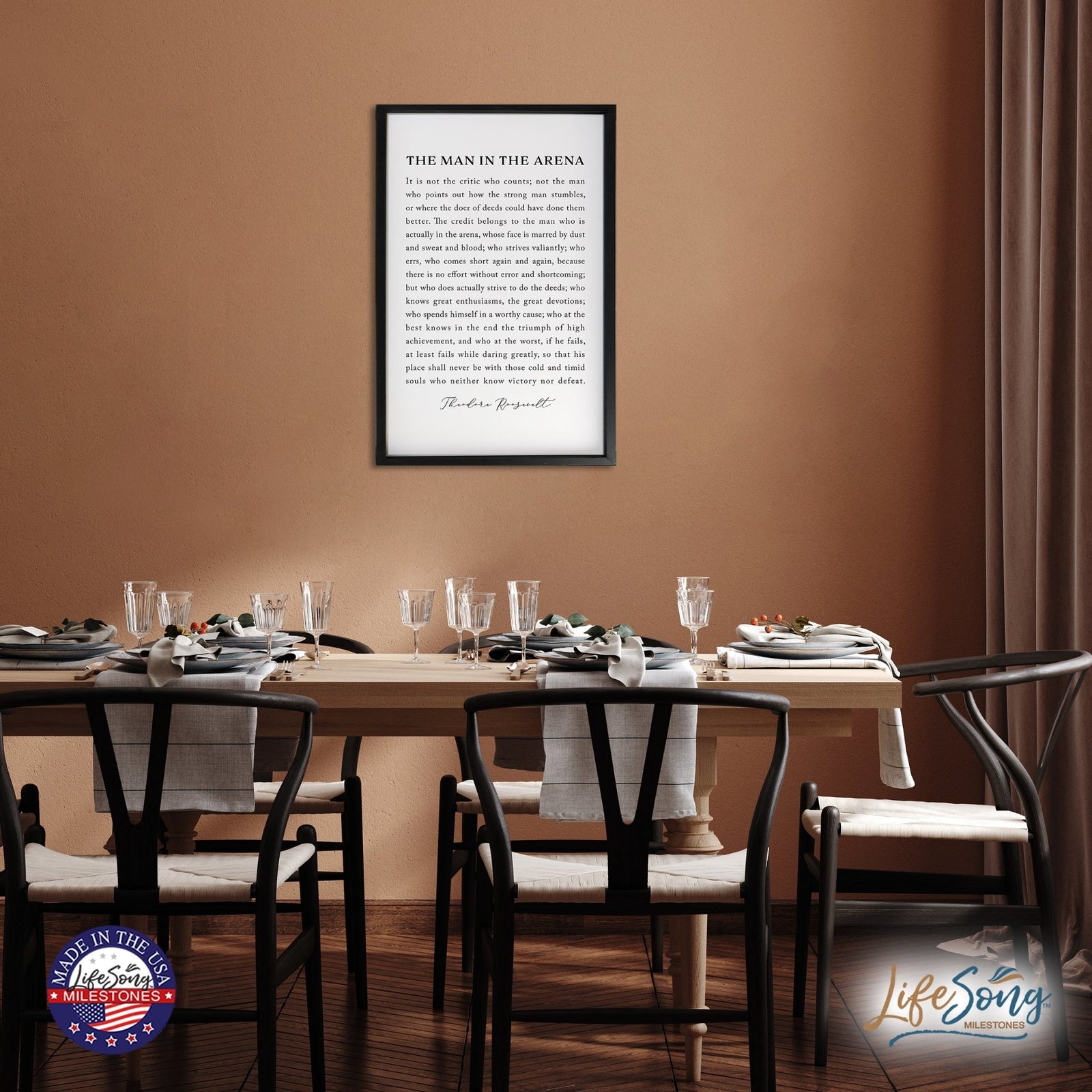 Inspiring Modern Black Framed Shadow Box - The Man In The Arena - LifeSong Milestones