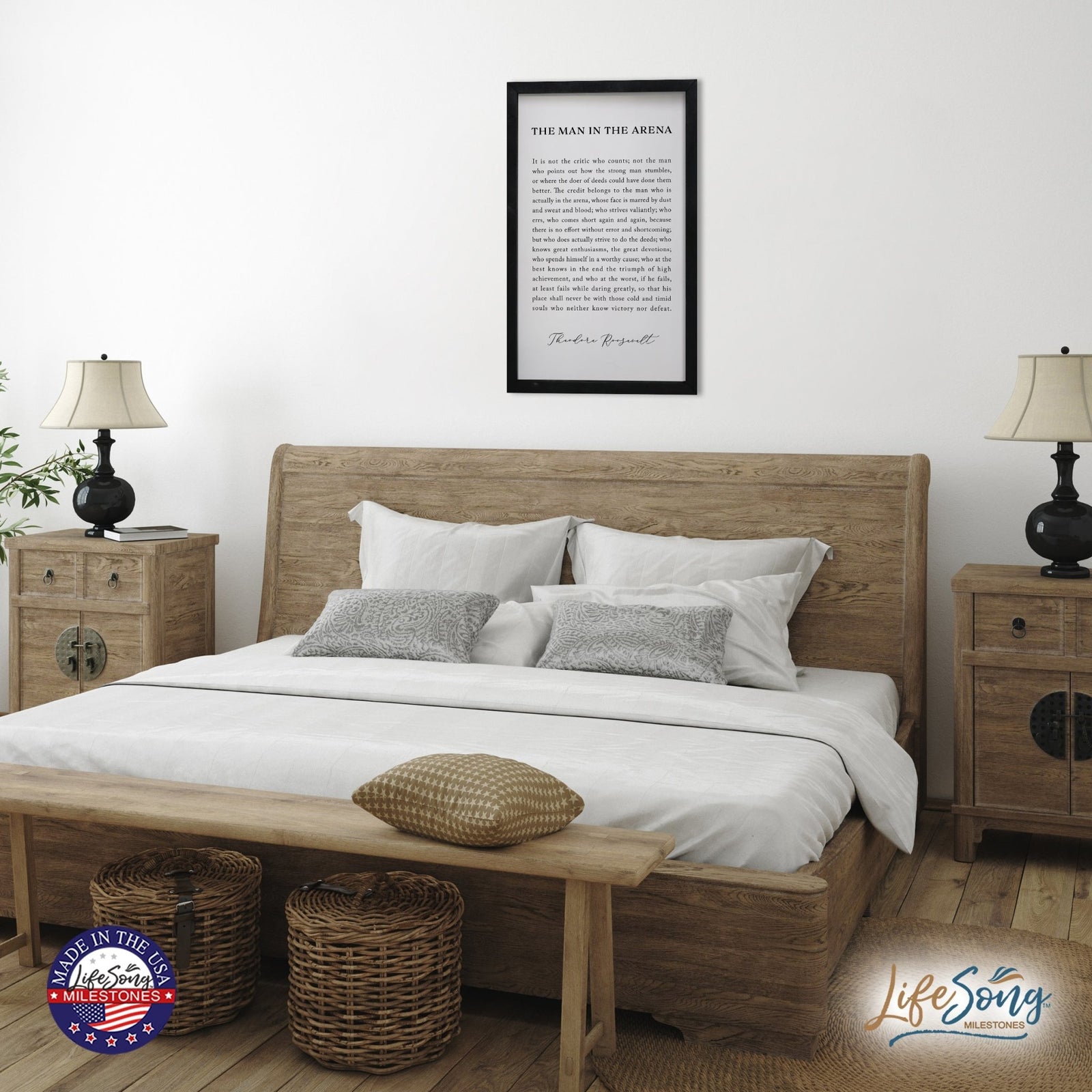 Inspiring Modern Black Framed Shadow Box - The Man In The Arena - LifeSong Milestones