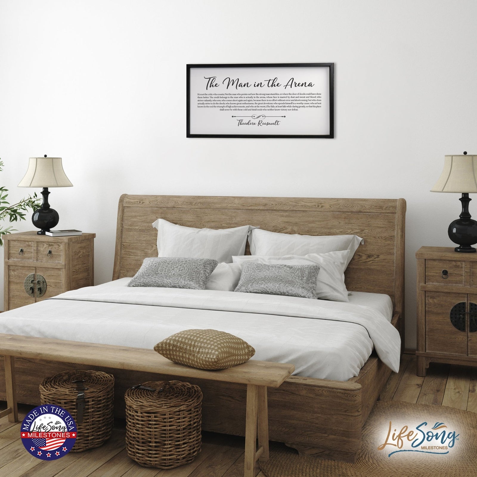 Inspiring Modern Black Framed Shadow Box - The Man In The Arena - LifeSong Milestones