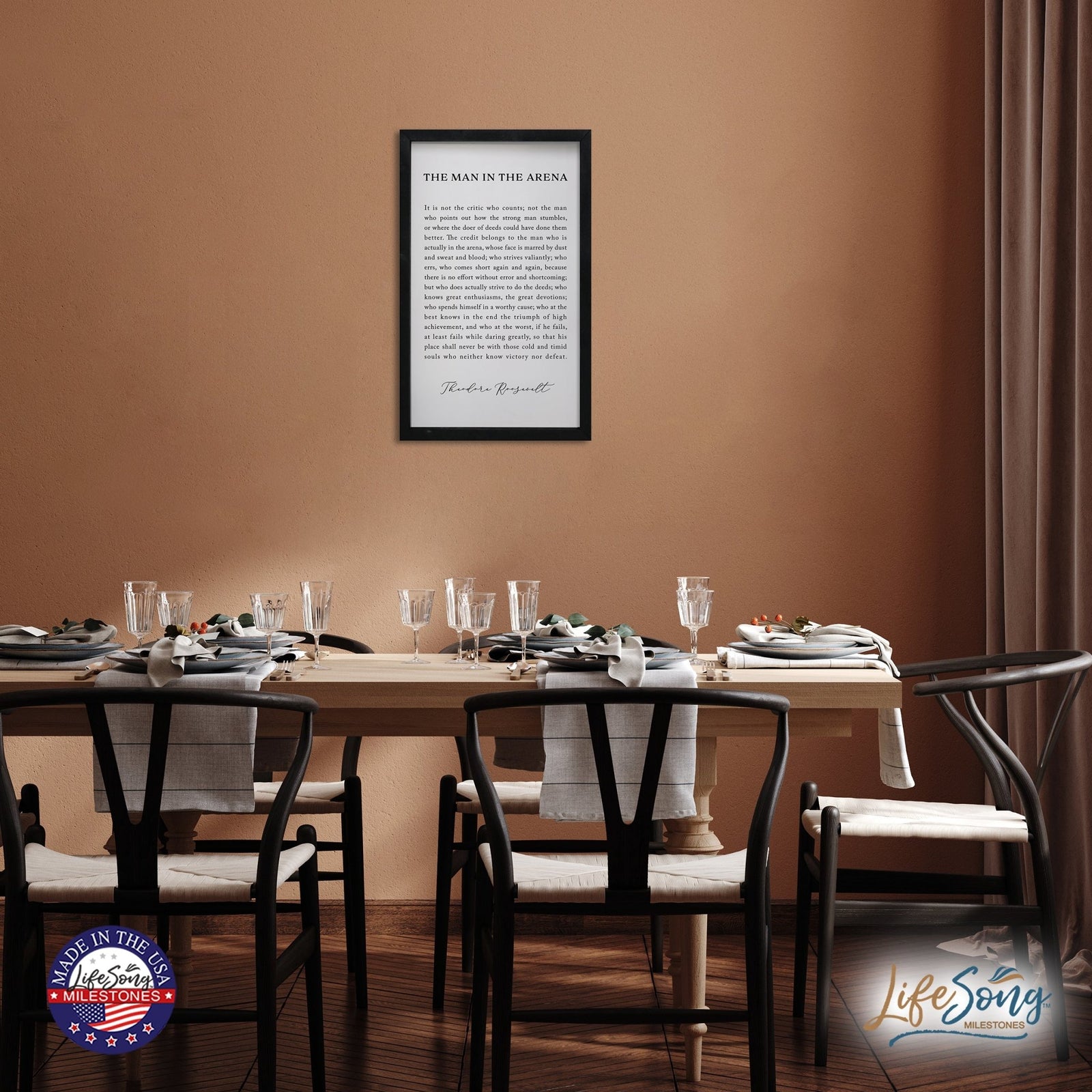 Inspiring Modern Black Framed Shadow Box - The Man In The Arena - LifeSong Milestones