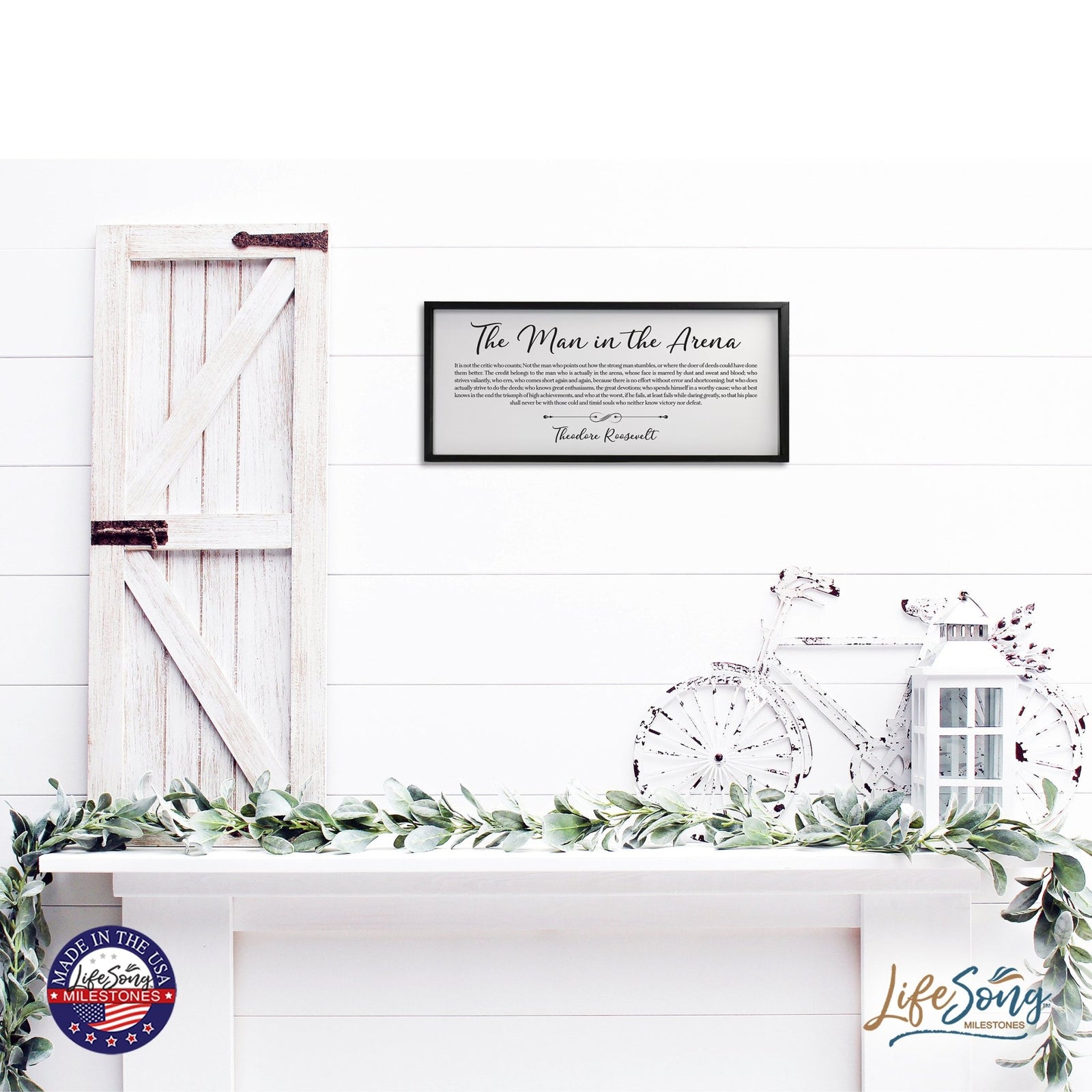 Inspiring Modern Black Framed Shadow Box - The Man In The Arena - LifeSong Milestones