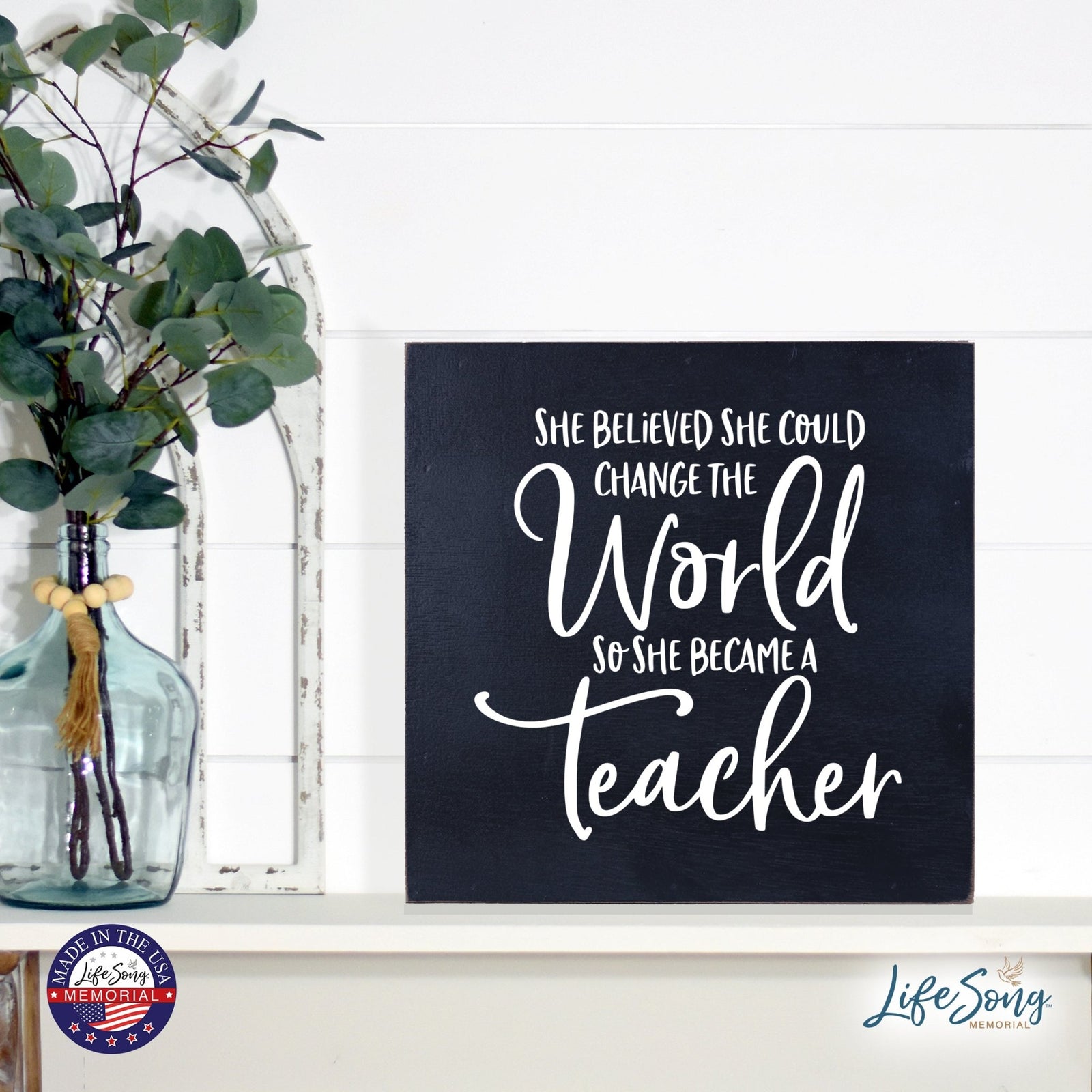 Inspiring Modern Framed Shadow Box 10x10 She Believed She Could - LifeSong Milestones