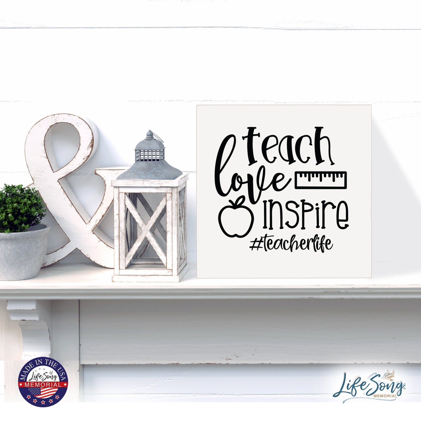 Inspiring Modern Framed Shadow Box 10x10 Teach Love Inspire - LifeSong Milestones