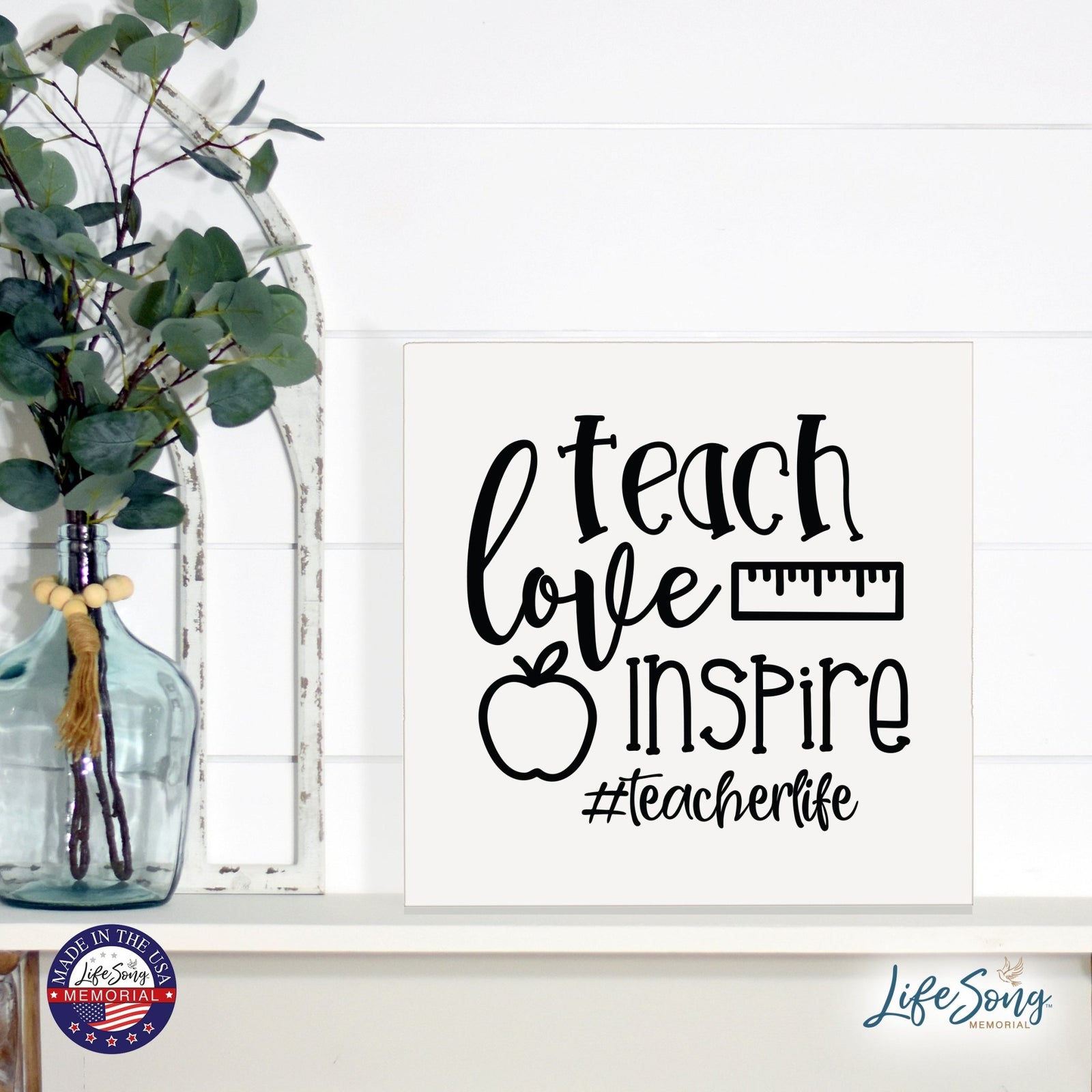 Inspiring Modern Framed Shadow Box 10x10 Teach Love Inspire - LifeSong Milestones