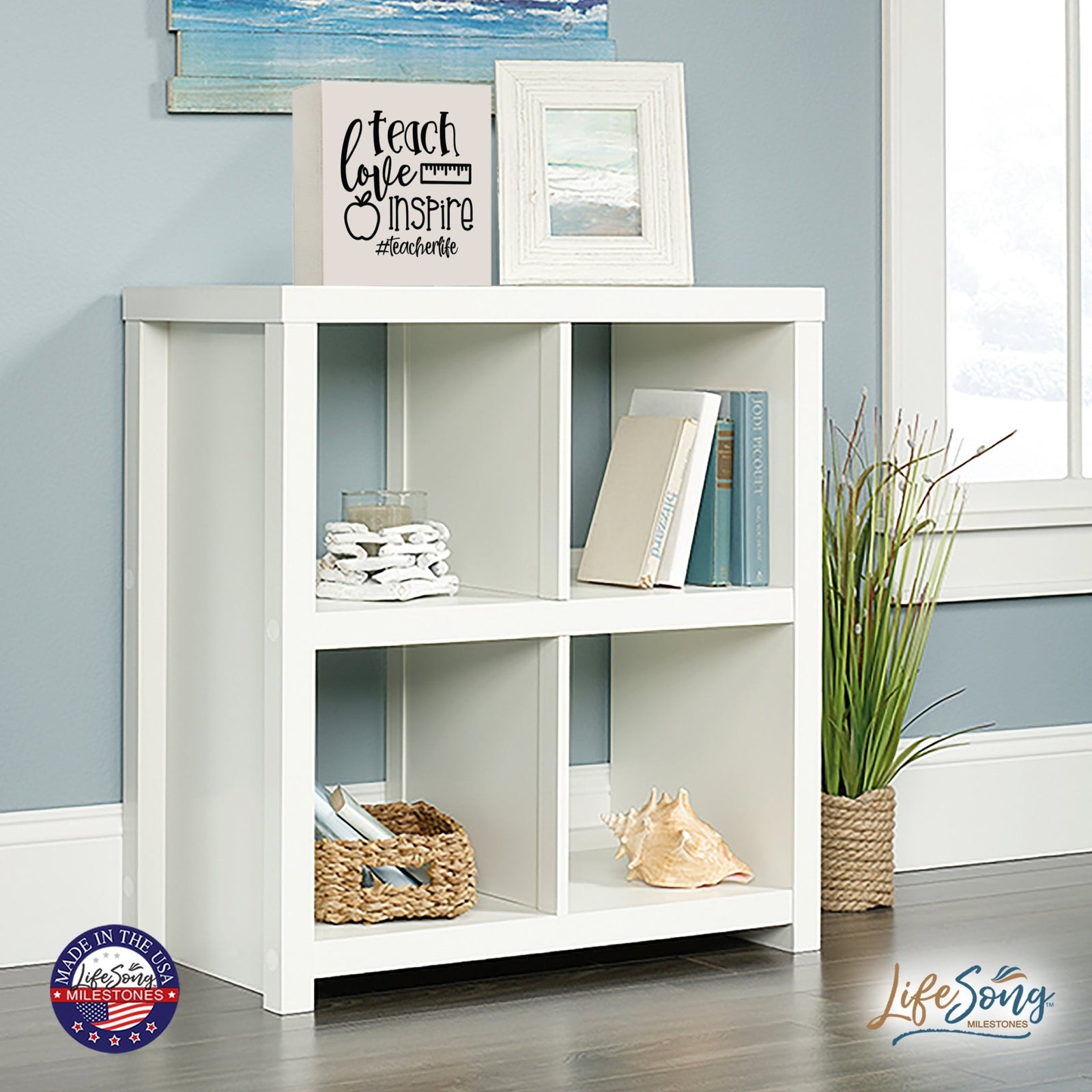 Inspiring Modern Framed Shadow Box 10x10 Teach Love Inspire - LifeSong Milestones