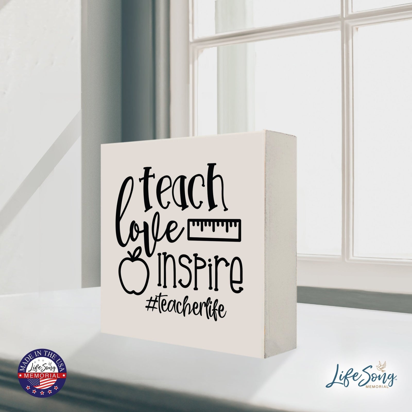 Inspiring Modern Framed Shadow Box 10x10 Teach Love Inspire - LifeSong Milestones