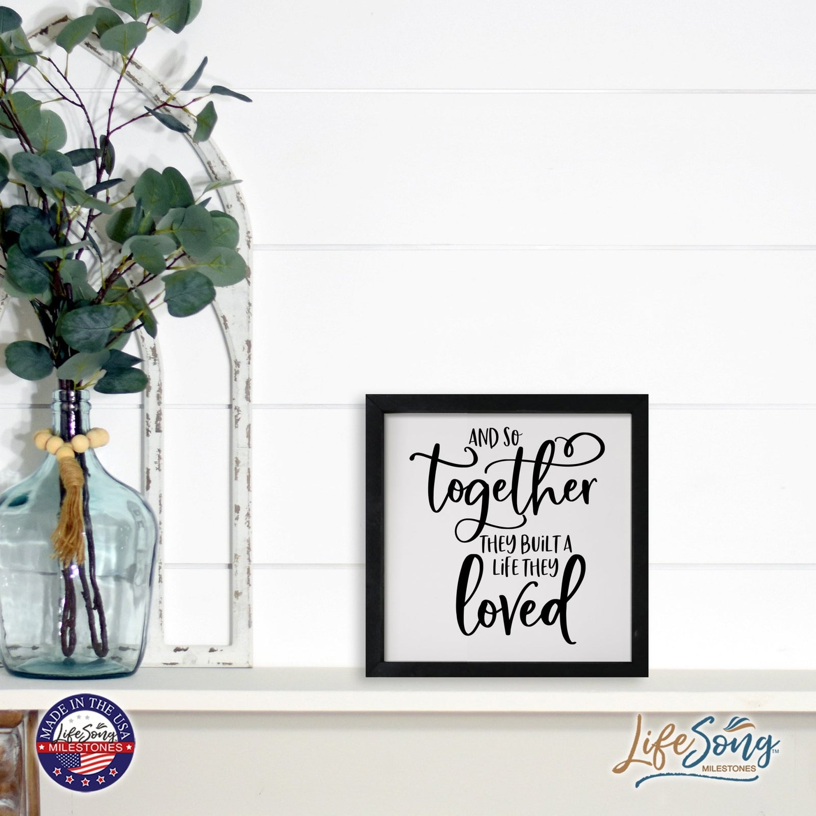 Inspiring Modern Framed Shadow Box 7x7in - And So Together They Built A Life - LifeSong Milestones