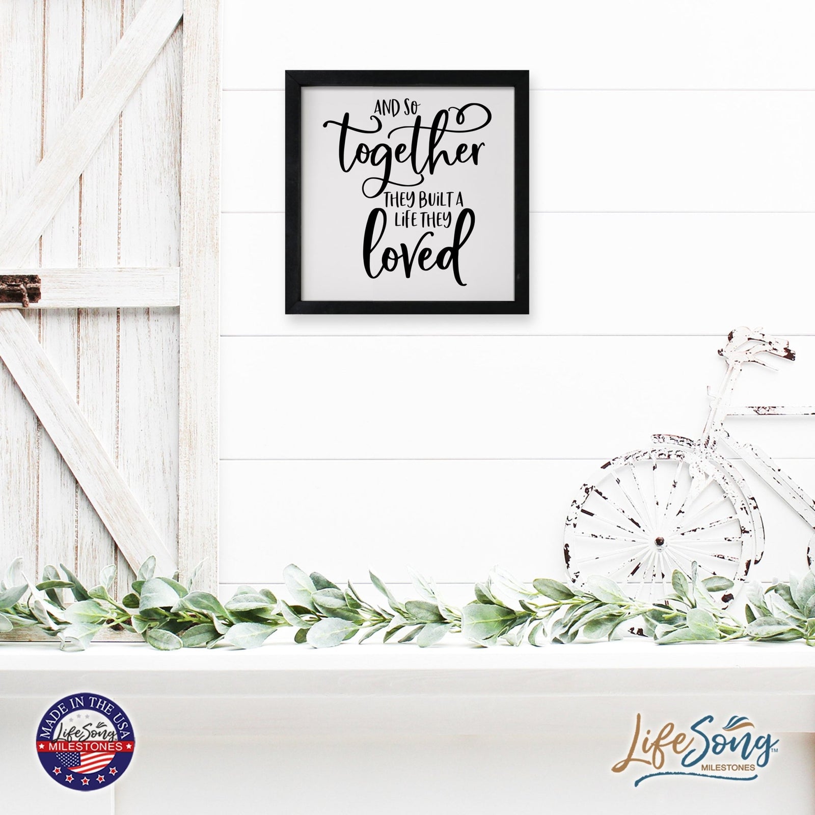 Inspiring Modern Framed Shadow Box 7x7in - And So Together They Built A Life - LifeSong Milestones