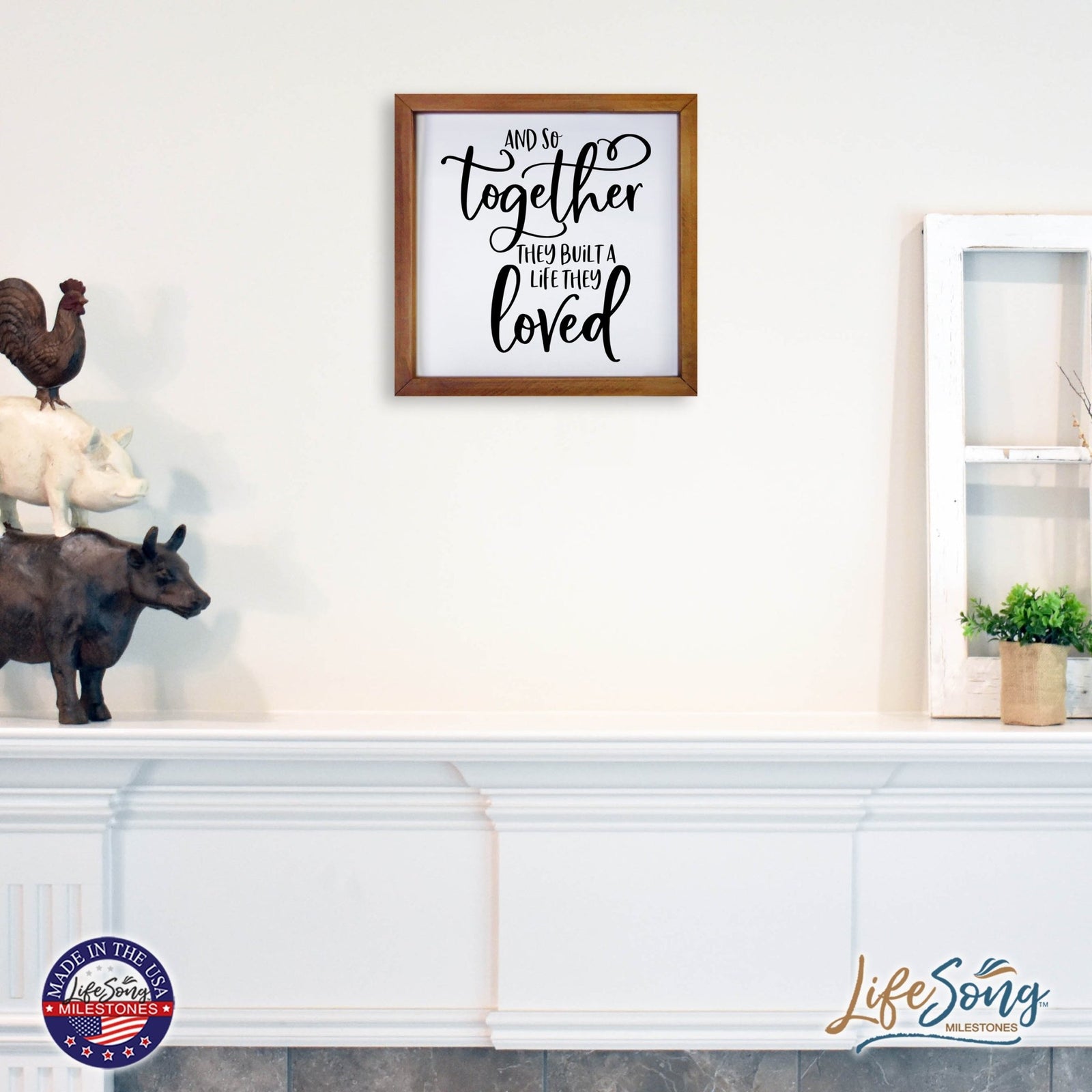 Inspiring Modern Framed Shadow Box 7x7in - And So Together They Built A Life - LifeSong Milestones