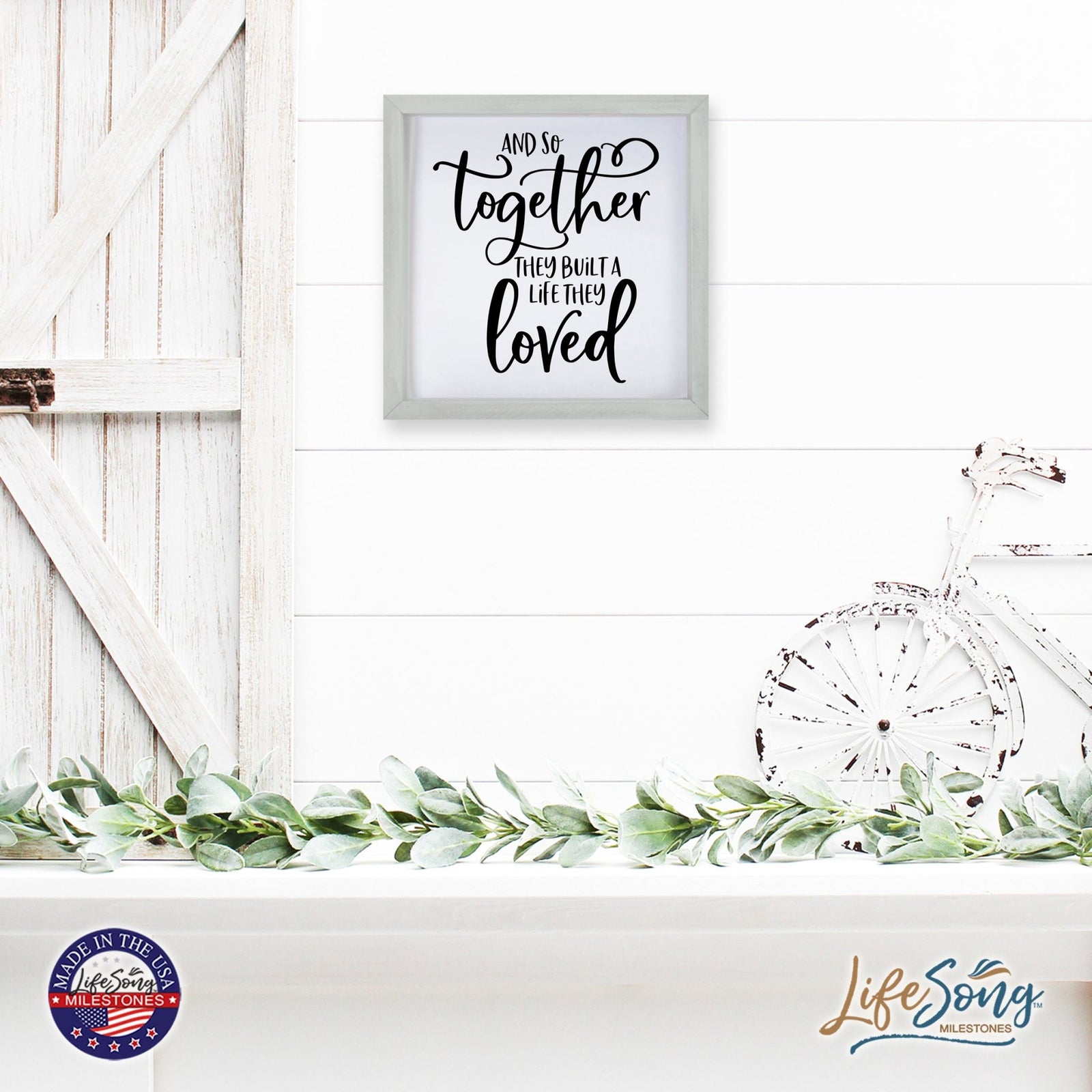 Inspiring Modern Framed Shadow Box 7x7in - And So Together They Built A Life - LifeSong Milestones