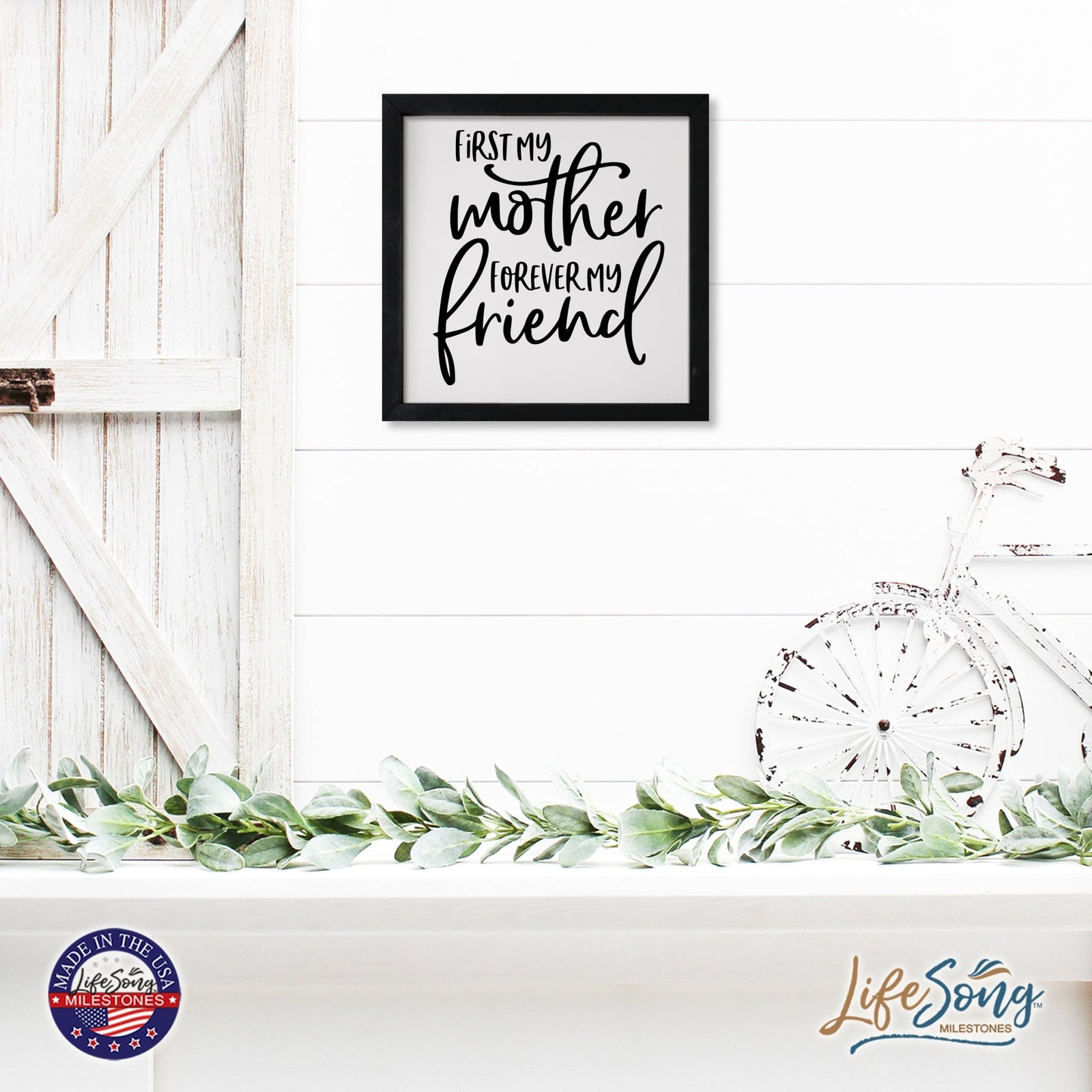 Inspiring Modern Framed Shadow Box 7x7in - First My Mother Forever My Friend - LifeSong Milestones