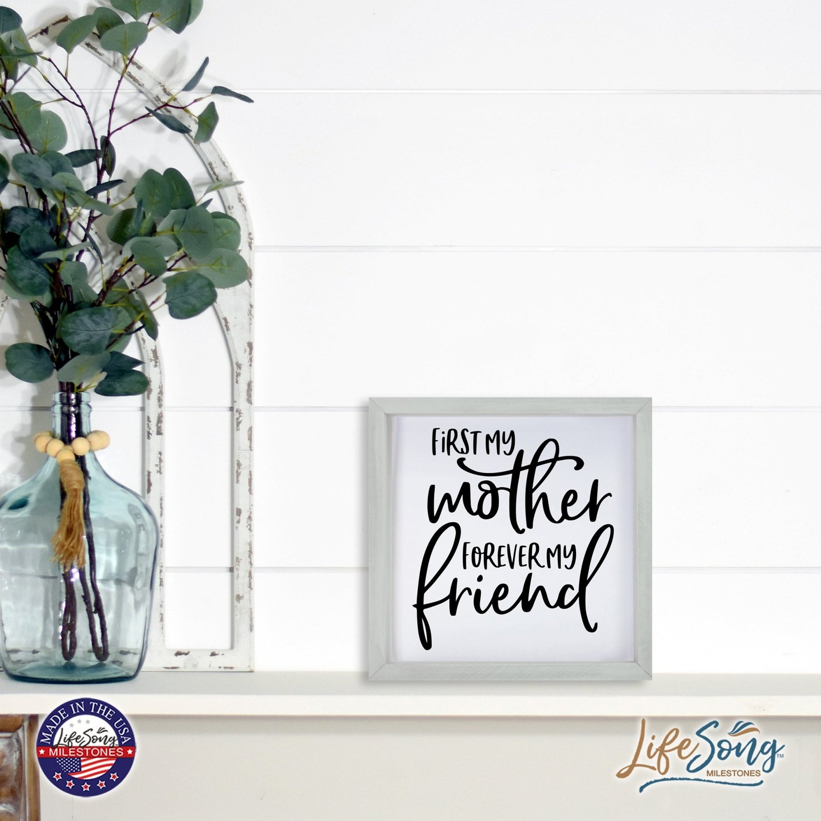 Inspiring Modern Framed Shadow Box 7x7in - First My Mother Forever My Friend - LifeSong Milestones
