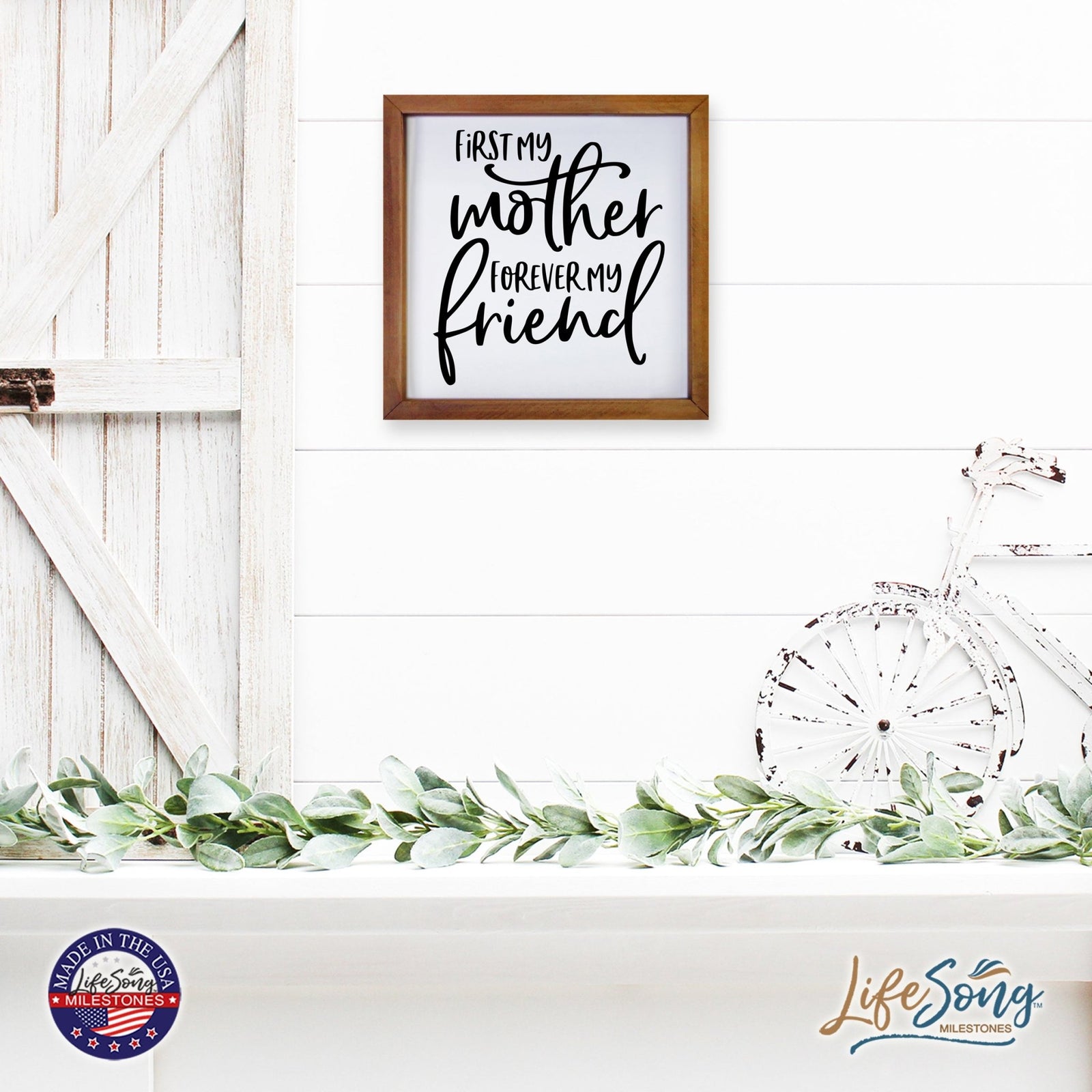 Inspiring Modern Framed Shadow Box 7x7in - First My Mother Forever My Friend - LifeSong Milestones