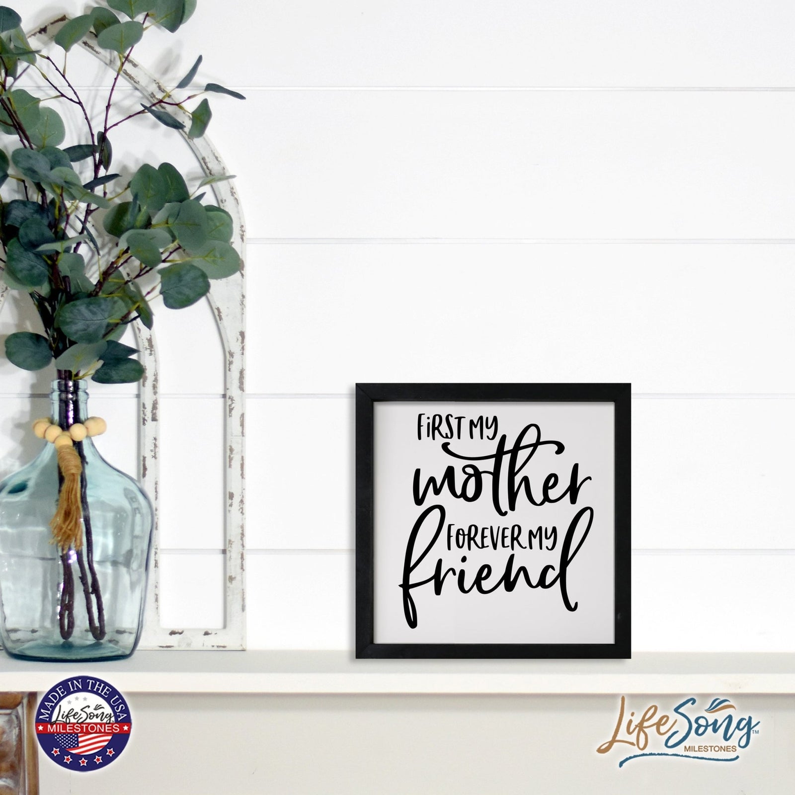 Inspiring Modern Framed Shadow Box 7x7in - First My Mother Forever My Friend - LifeSong Milestones