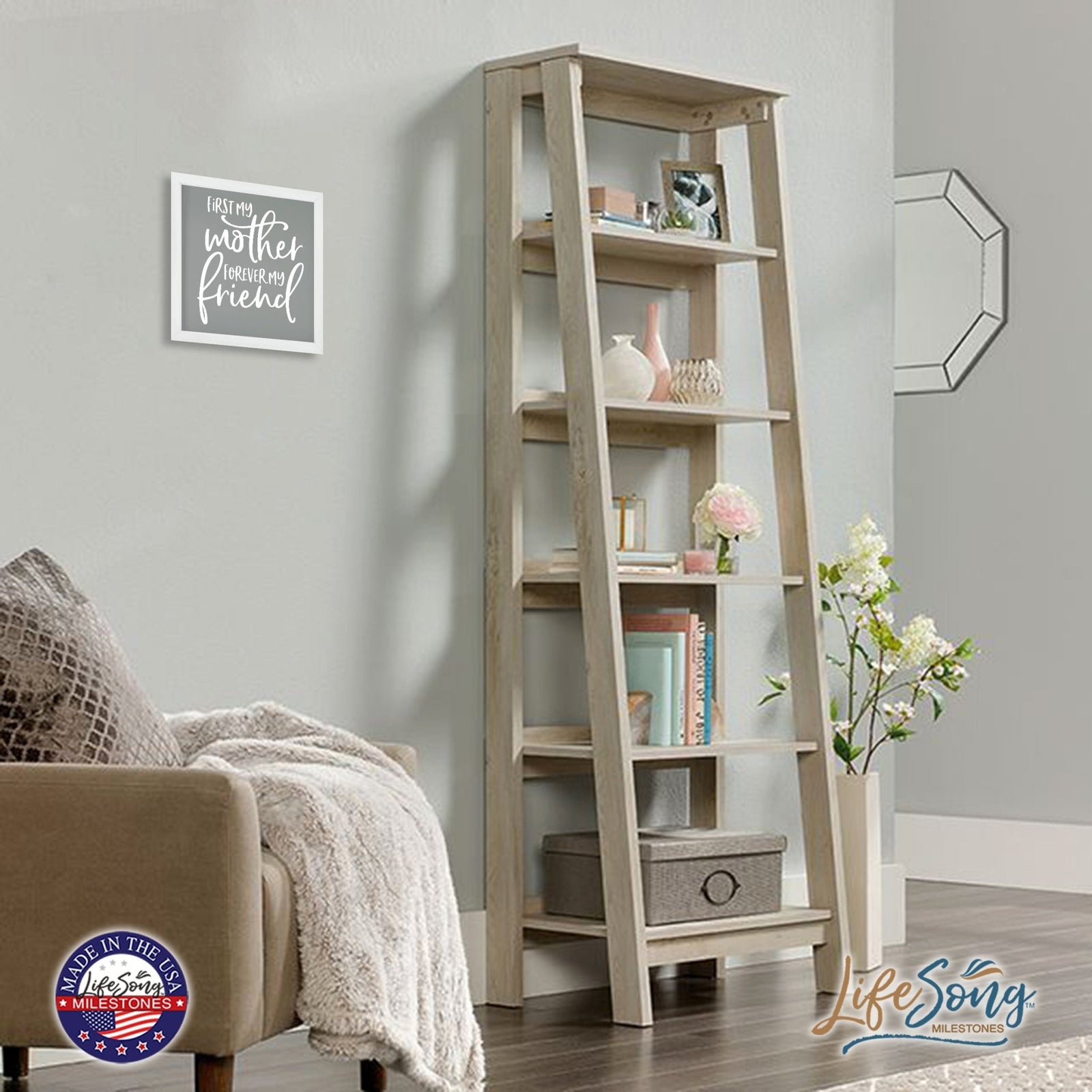 Inspiring Modern Framed Shadow Box 7x7in - First My Mother Forever My Friend - LifeSong Milestones