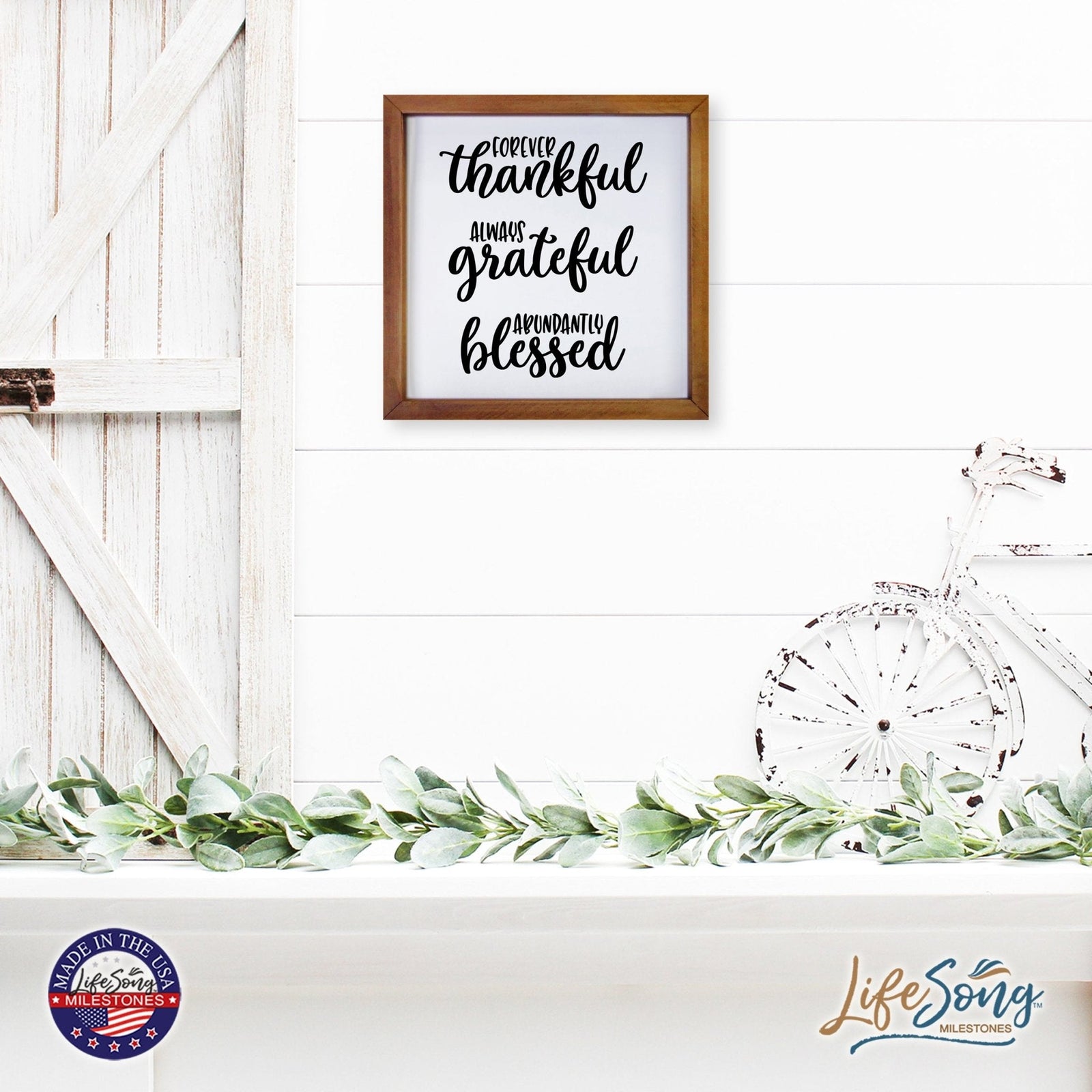 Inspiring Modern Framed Shadow Box 7x7in - Forever Thankful Always Grateful - LifeSong Milestones