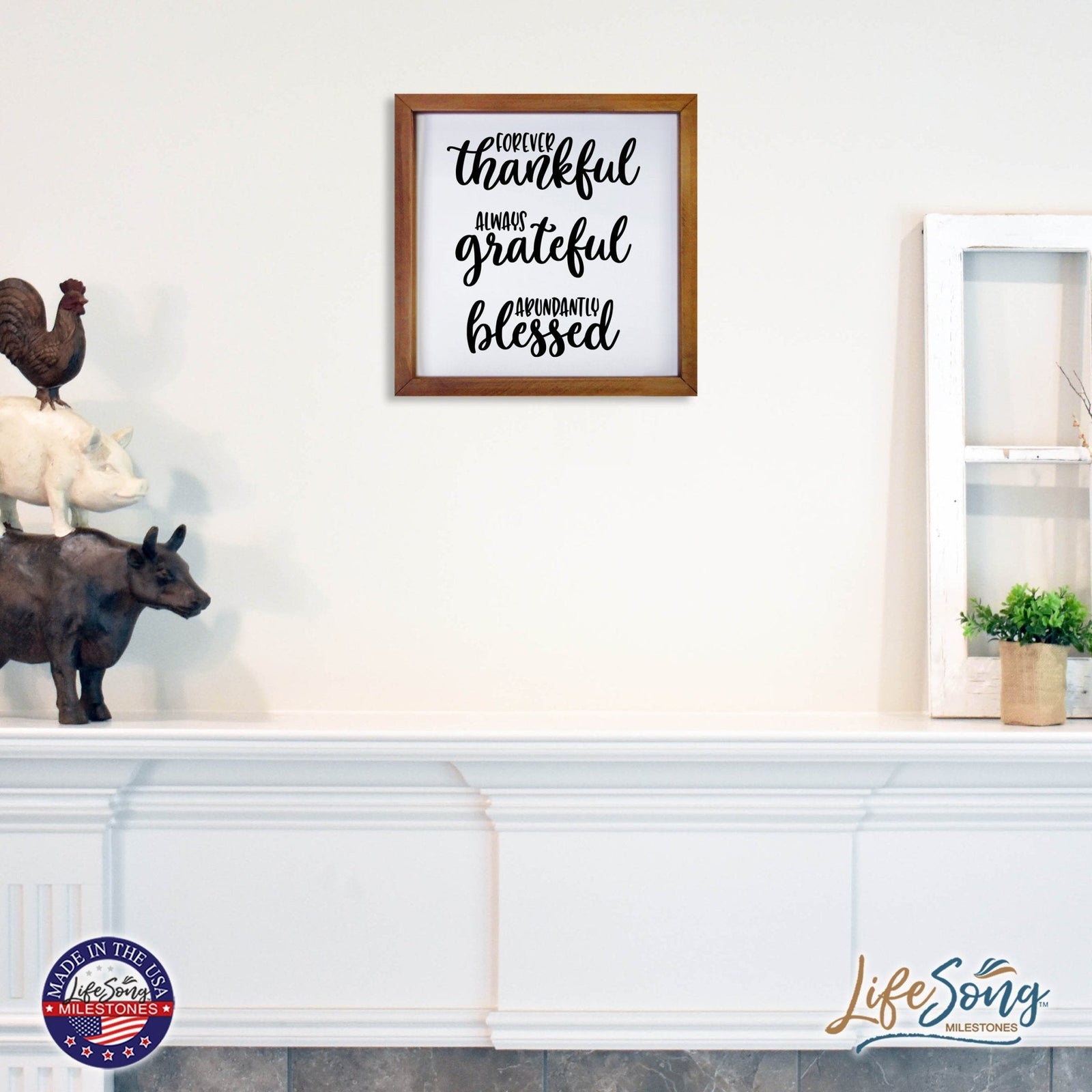 Inspiring Modern Framed Shadow Box 7x7in - Forever Thankful Always Grateful - LifeSong Milestones
