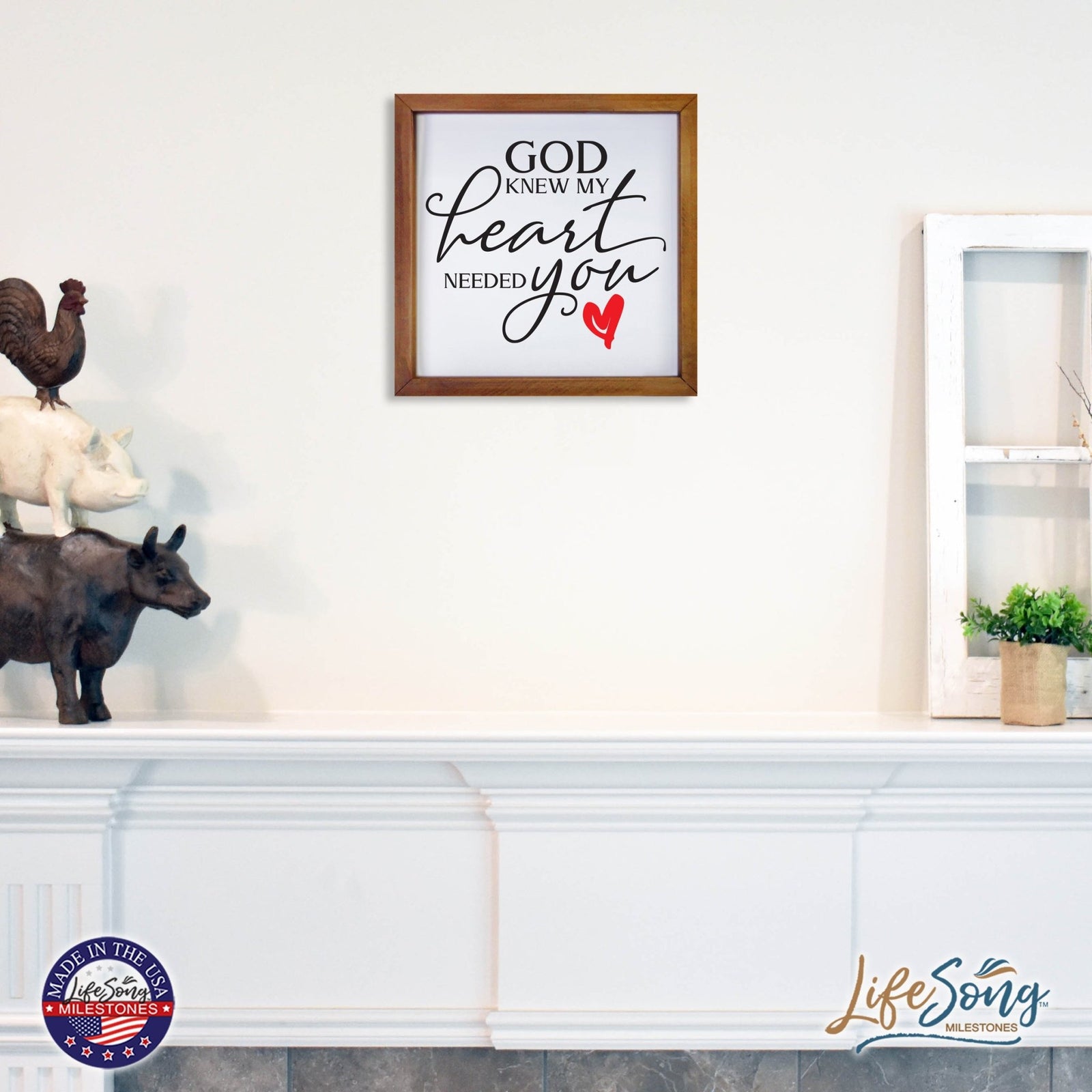Inspiring Modern Framed Shadow Box 7x7in - God Knew My Heart Needed You (Heart) - LifeSong Milestones