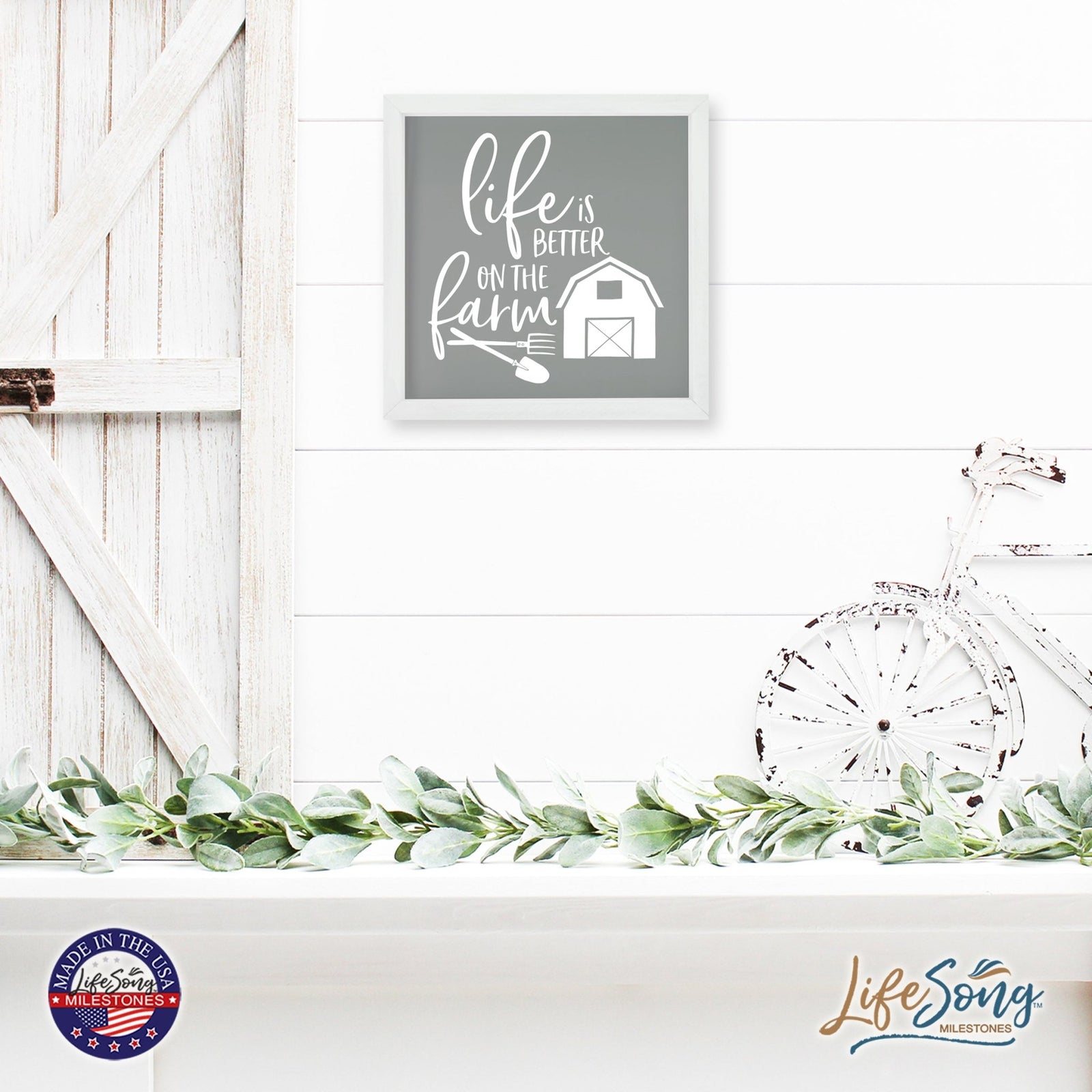 Inspiring Modern Framed Shadow Box 7x7in - Life Is Better On The Farm - LifeSong Milestones