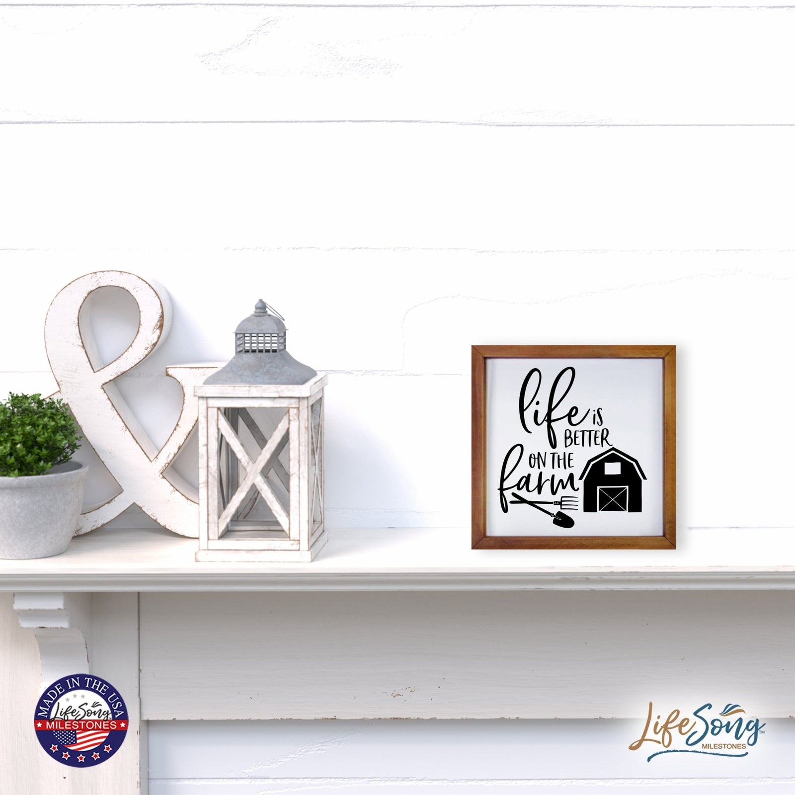 Inspiring Modern Framed Shadow Box 7x7in - Life Is Better On The Farm - LifeSong Milestones