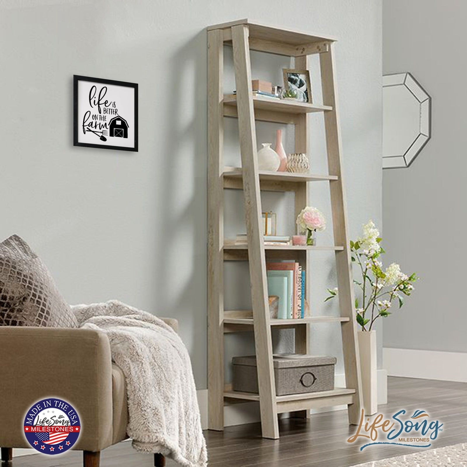 Inspiring Modern Framed Shadow Box 7x7in - Life Is Better On The Farm - LifeSong Milestones