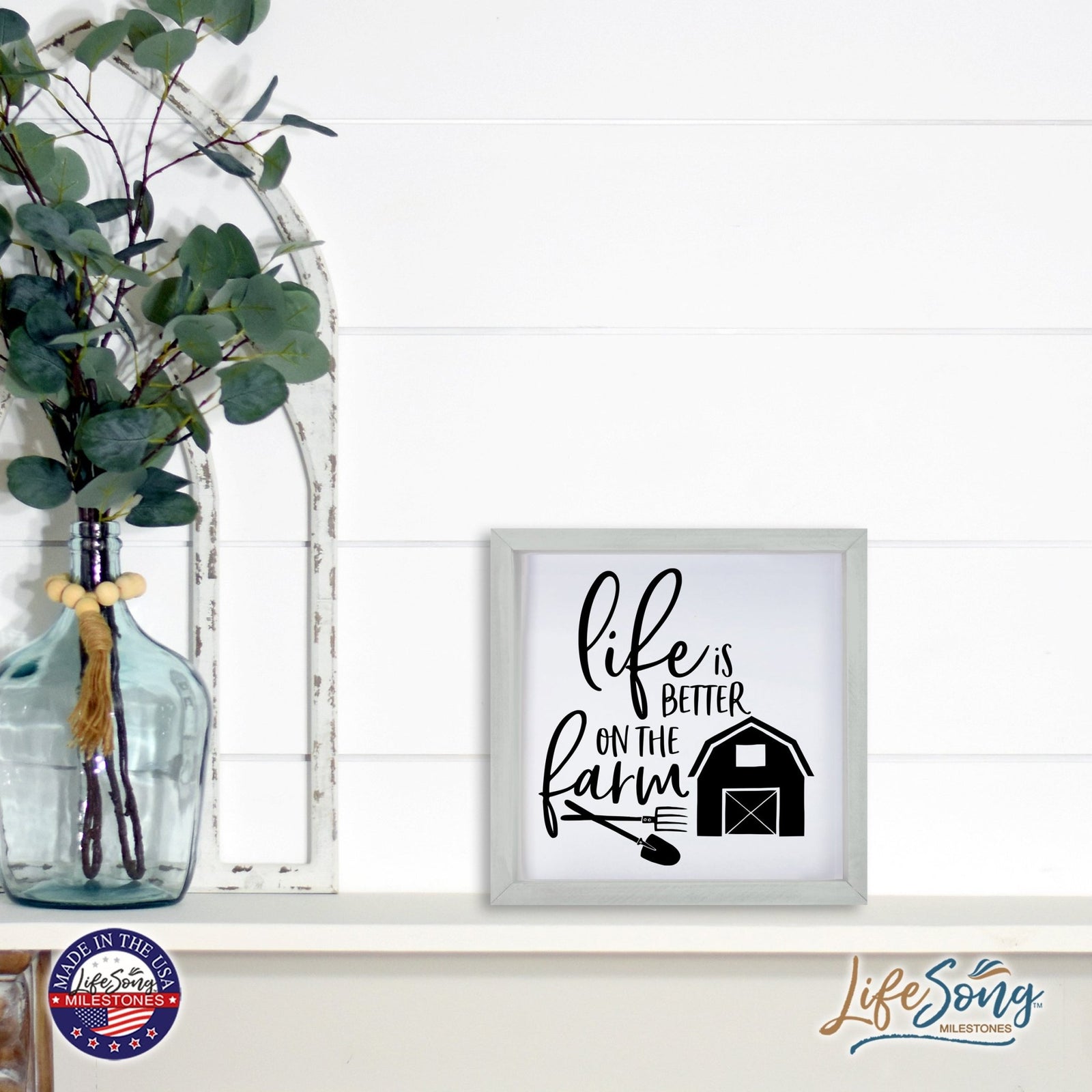 Inspiring Modern Framed Shadow Box 7x7in - Life Is Better On The Farm - LifeSong Milestones