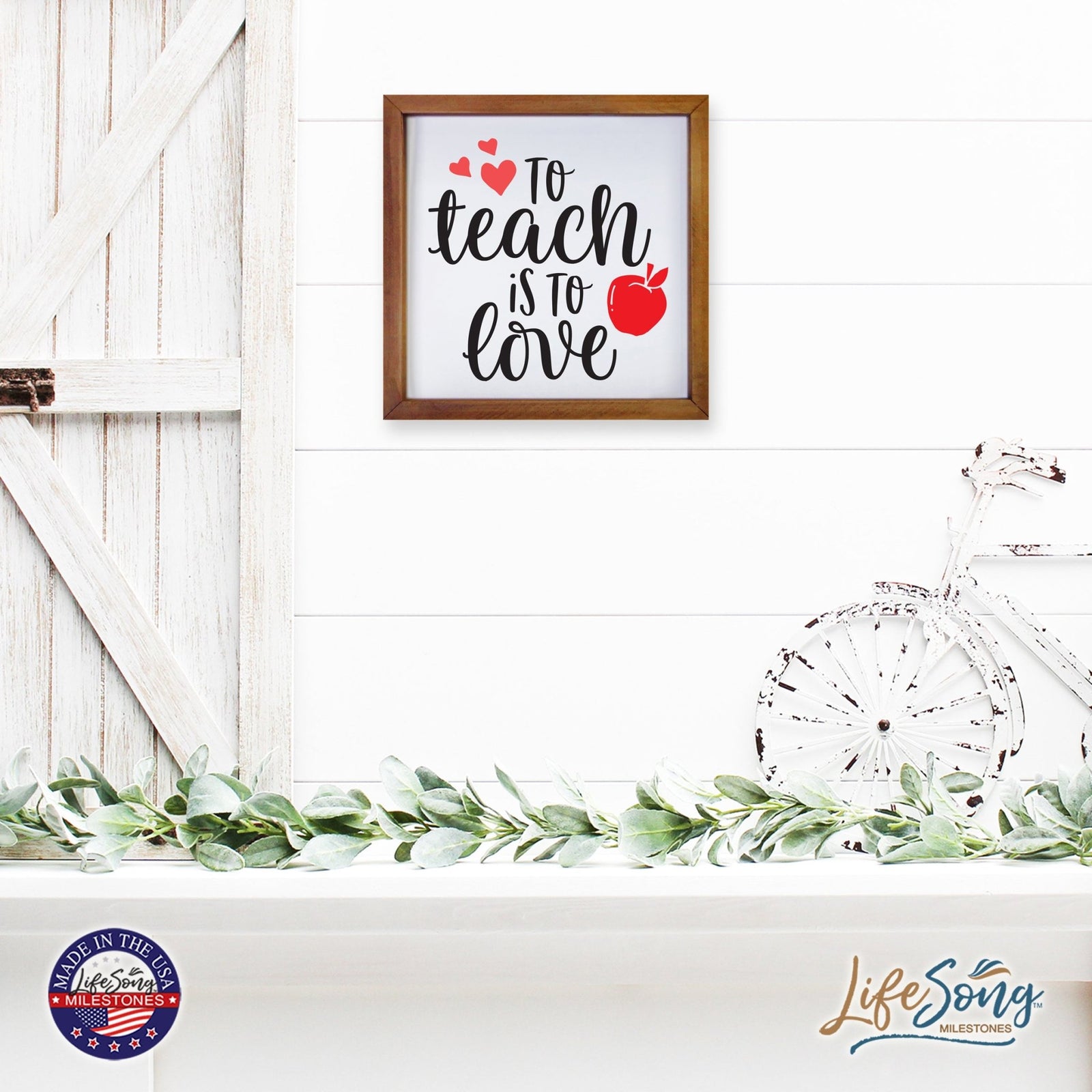 Inspiring Modern Framed Shadow Box 7x7in - To Teach Is To Love - LifeSong Milestones