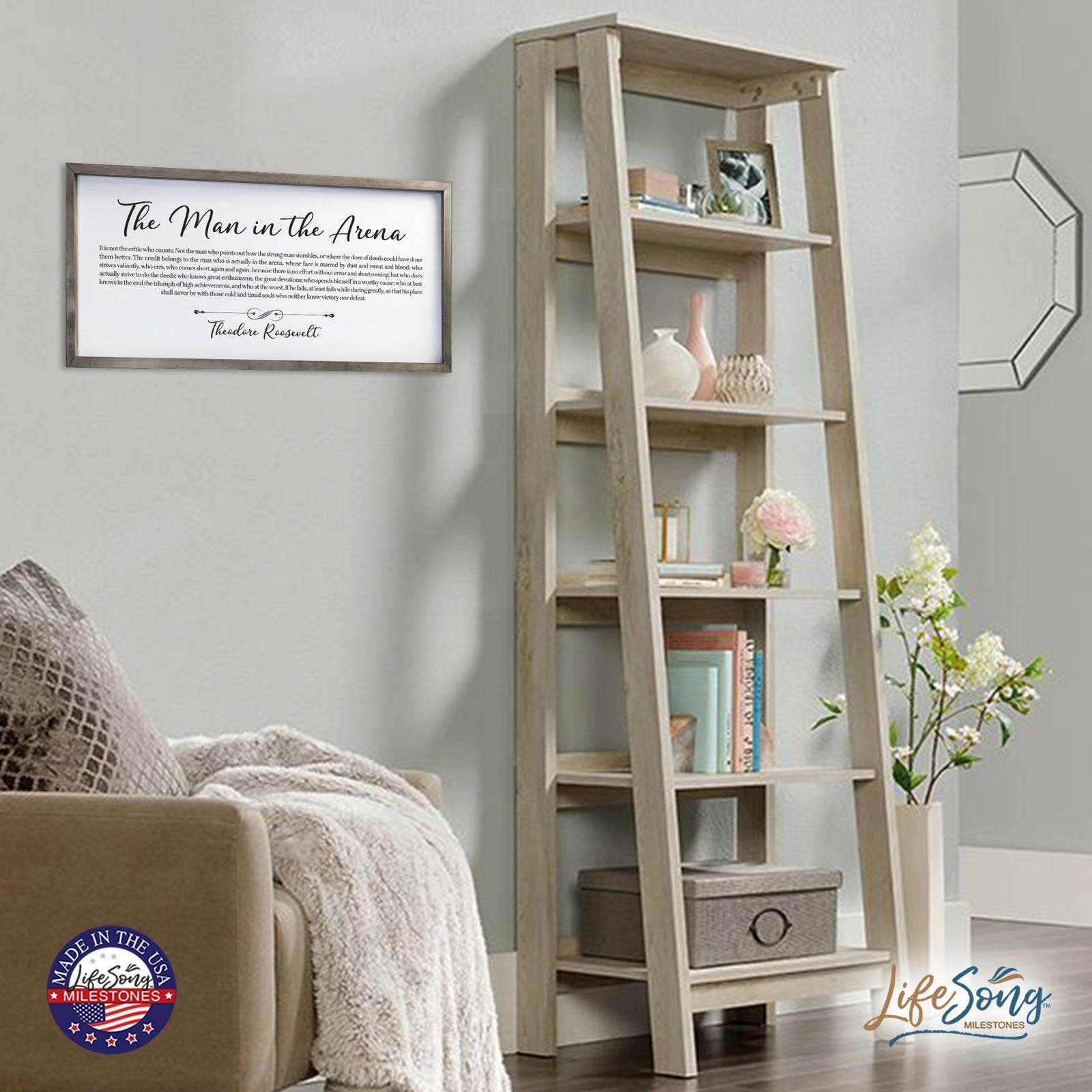 Inspiring Modern Weathered Grey Framed Shadow Box - The Man In The - LifeSong Milestones