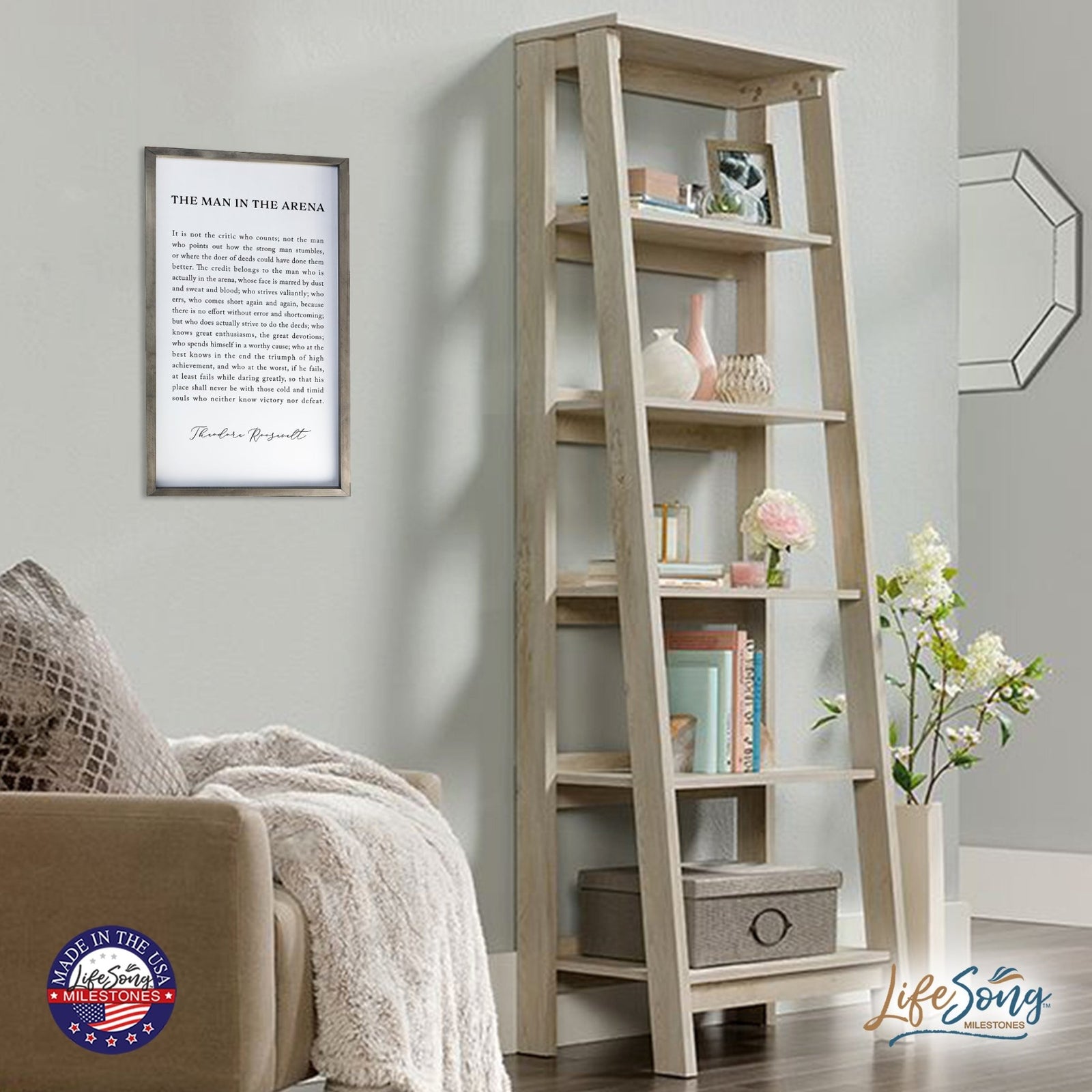 Inspiring Modern Weathered Grey Framed Shadow Box - The Man In The - LifeSong Milestones