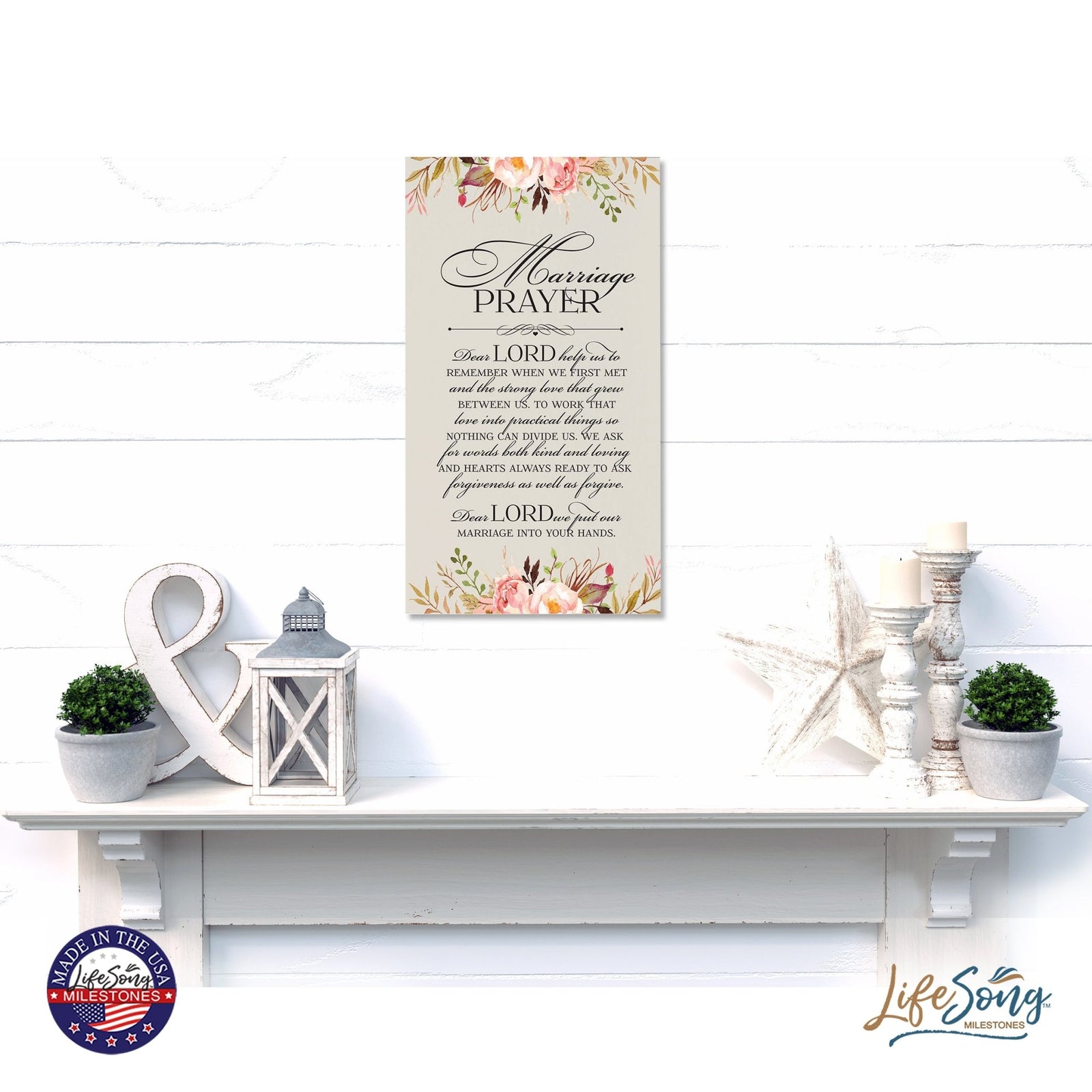 Inspiring Wedding Anniversary Wall Hanging Plaque 8x16 - Marriage Prayer - LifeSong Milestones