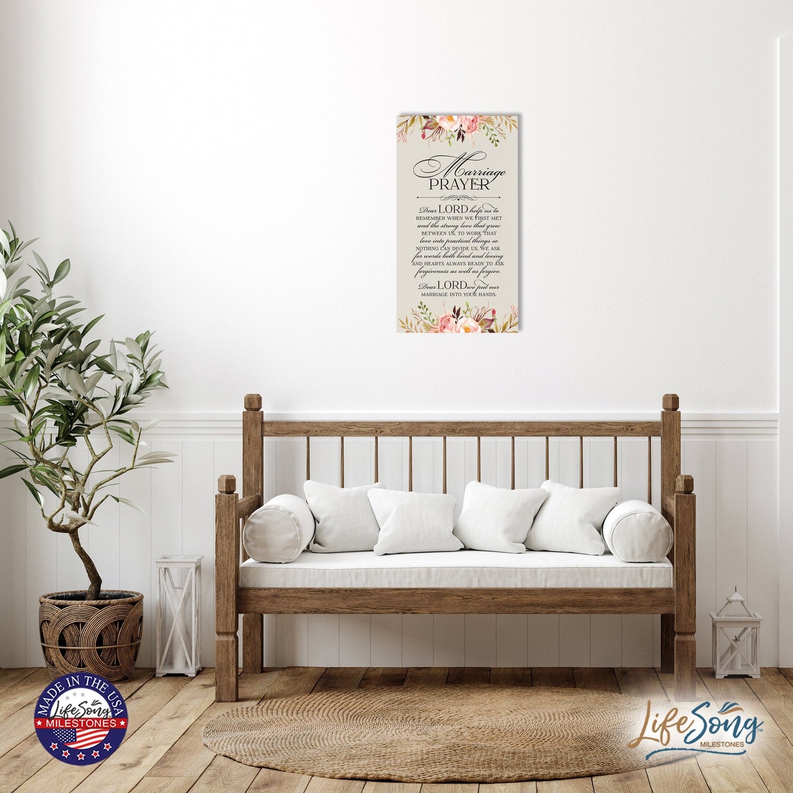 Inspiring Wedding Anniversary Wall Hanging Plaque 8x16 - Marriage Prayer - LifeSong Milestones