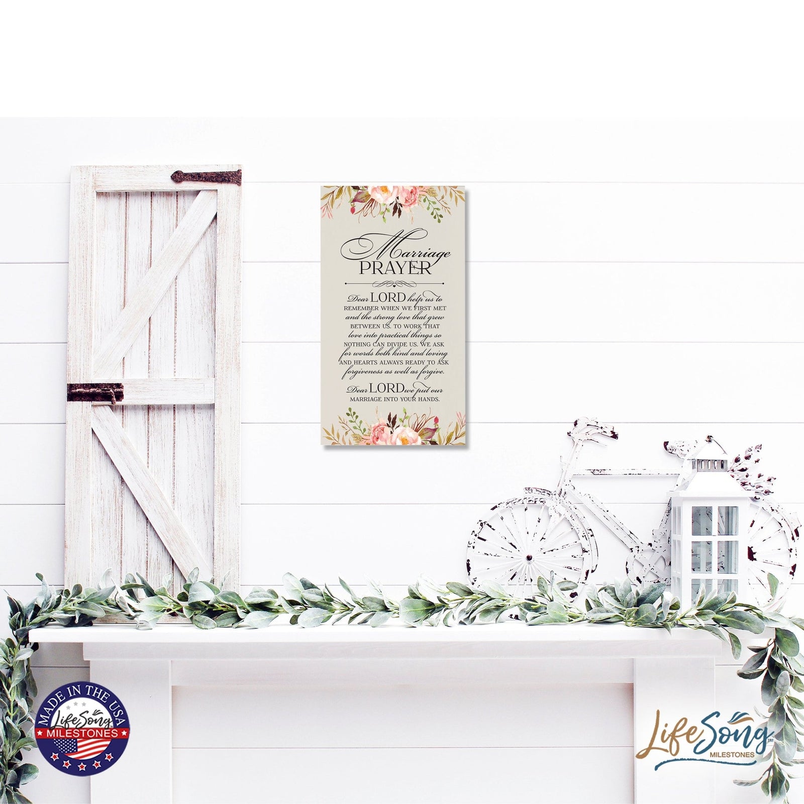 Inspiring Wedding Anniversary Wall Hanging Plaque 8x16 - Marriage Prayer - LifeSong Milestones