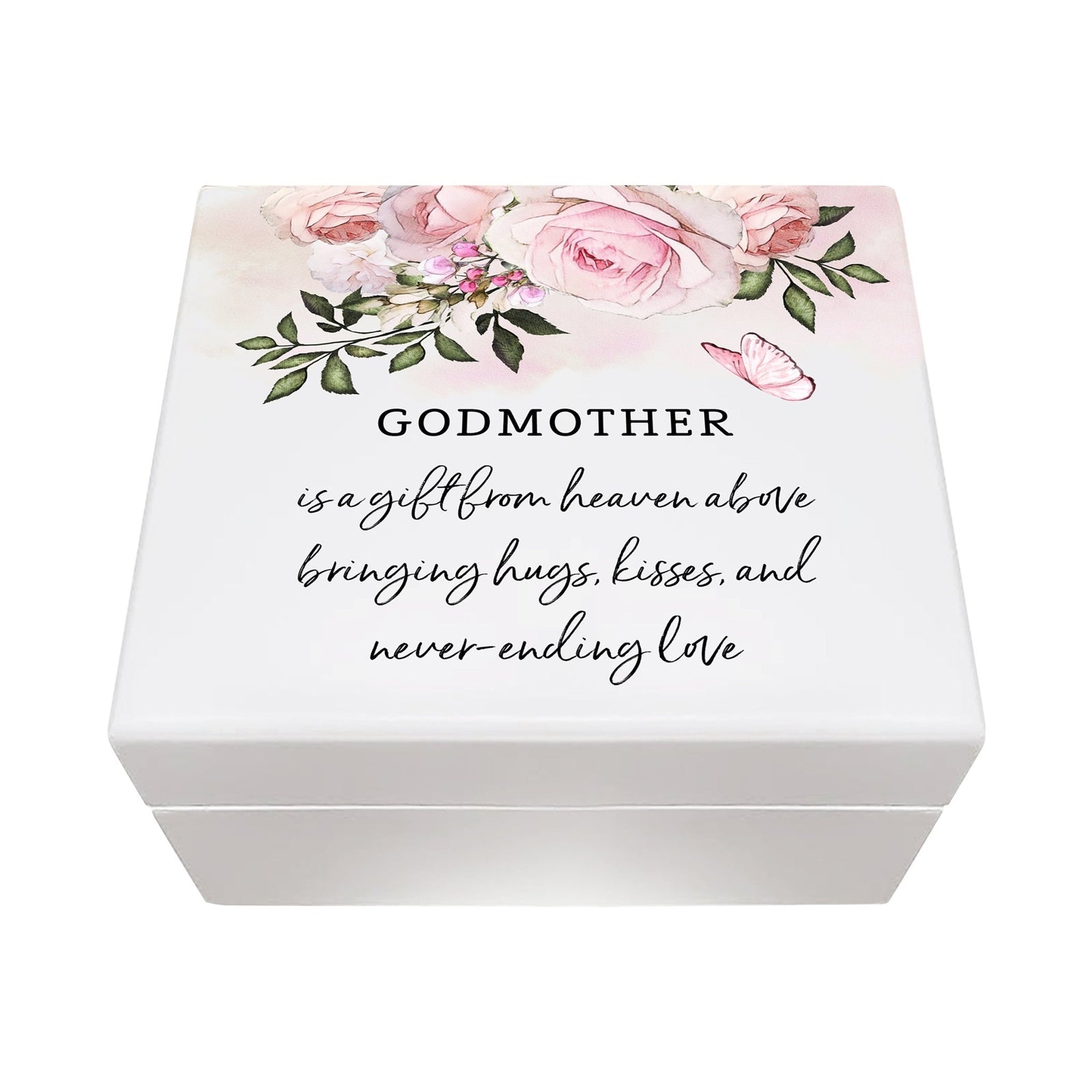 Jewelry Keepsake Box for GodMother From Goddaughter 6x5.5in - Is A gift From Heaven - LifeSong Milestones
