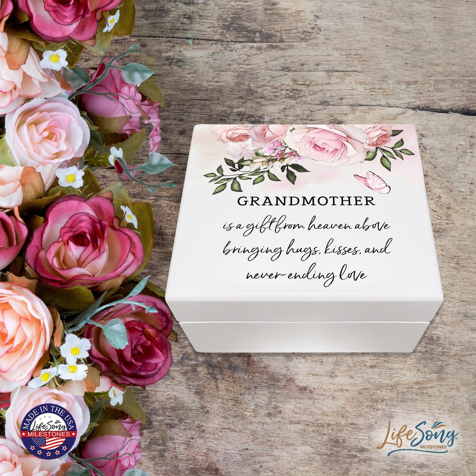 Jewelry Keepsake Box for Grandmother 6x5.5in - Grandmother, A Gift From Abovd - LifeSong Milestones