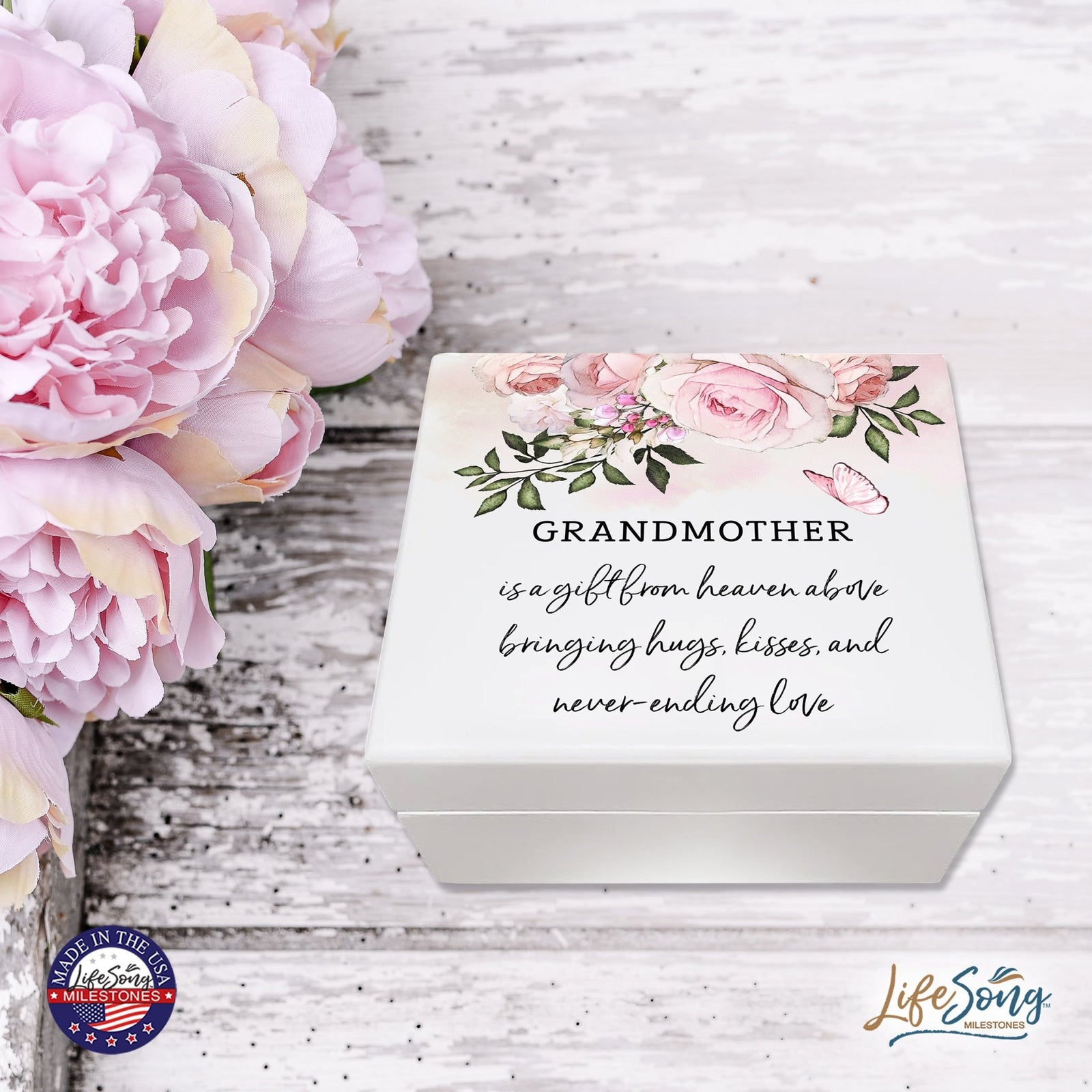 Jewelry Keepsake Box for Grandmother 6x5.5in - Grandmother, A Gift From Abovd - LifeSong Milestones
