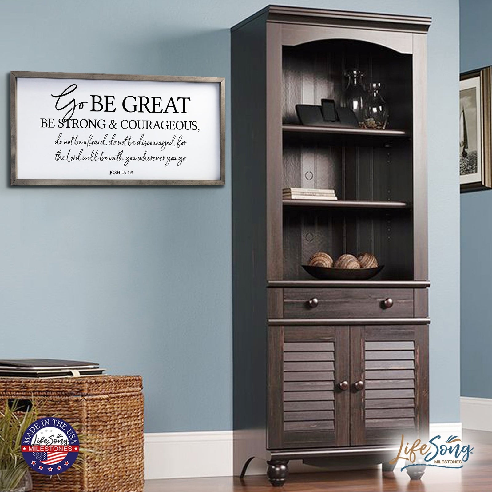 Large Family Wall Decor Quote Sign For Home 18 x 36 - Go Be Great - LifeSong Milestones