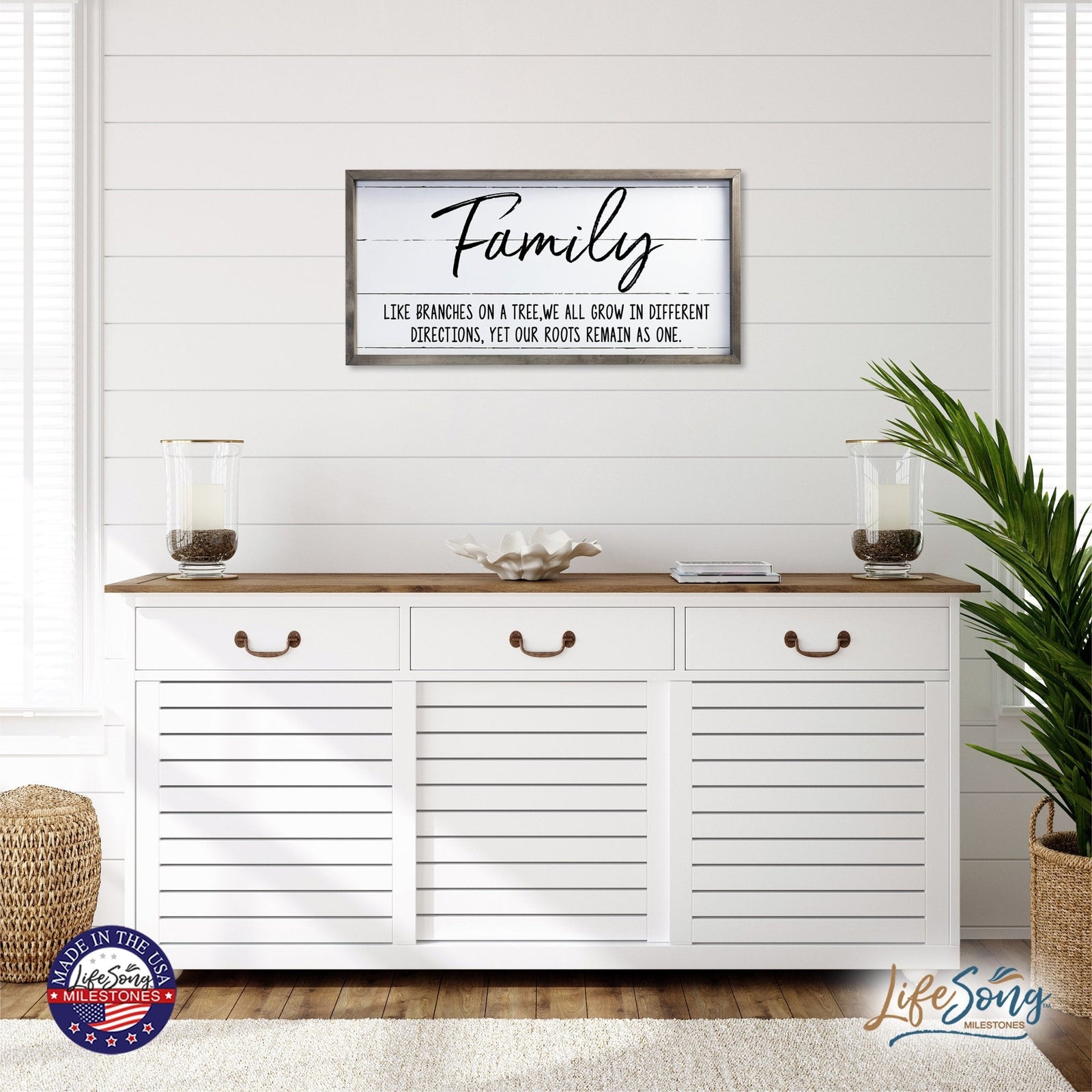 Large Family Wall Décor Quote Sign For Home Decoration 18 x 36 - Family Like Branches - LifeSong Milestones