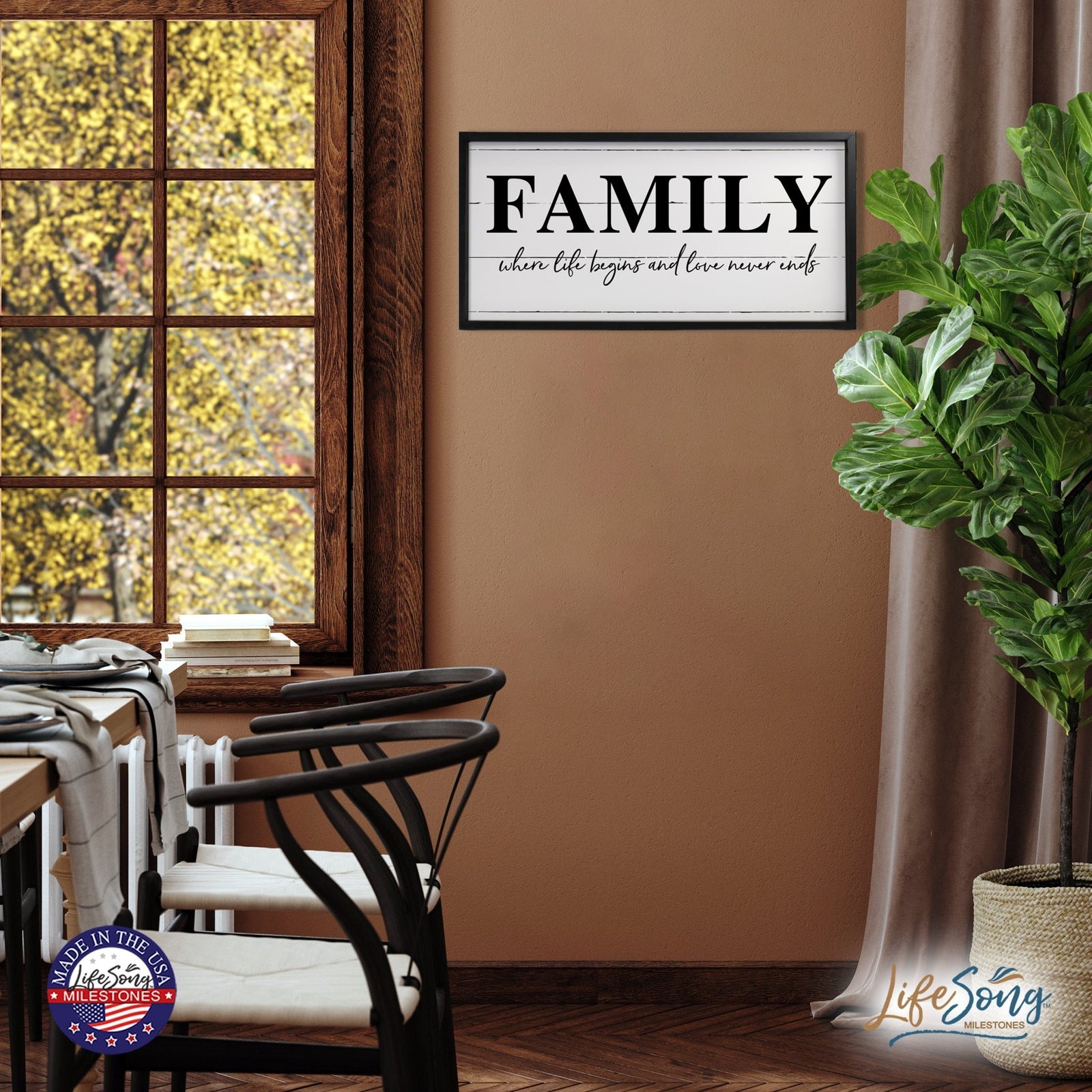 Large Family Wall Décor Quote Sign For Home Decoration 18 x 36 - Family Where Life Blessing - LifeSong Milestones