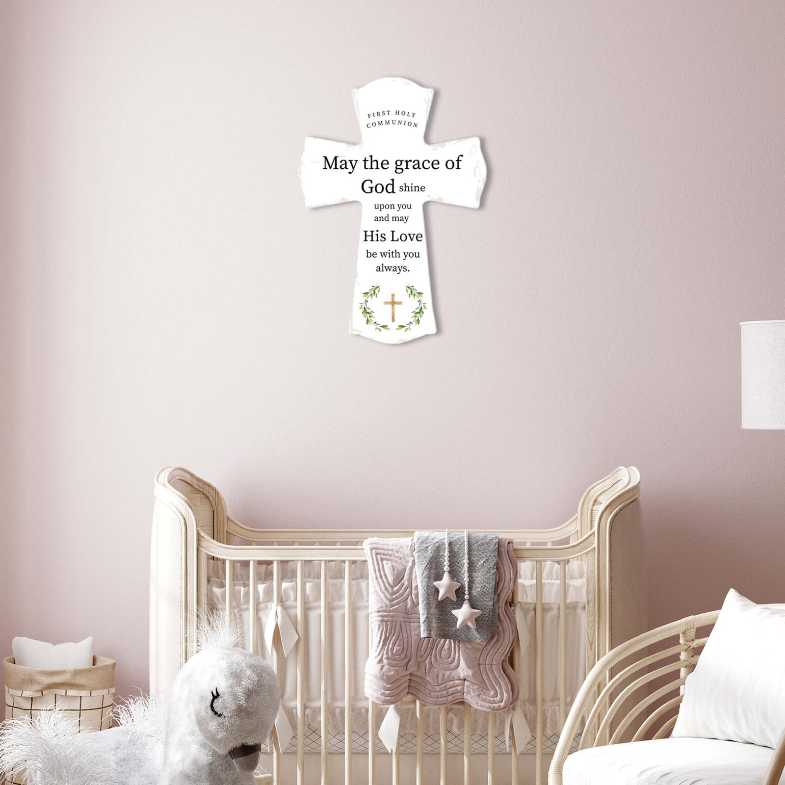 Lifesong Milestones Modern Holy Communion Wooden Wall Cross - LifeSong Milestones