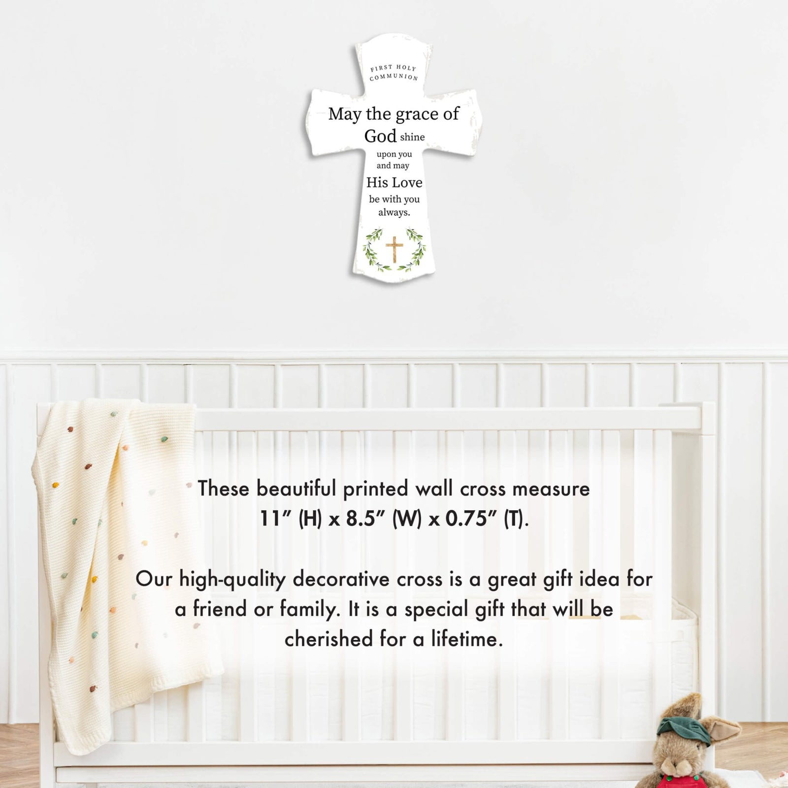 Lifesong Milestones Modern Holy Communion Wooden Wall Cross - LifeSong Milestones