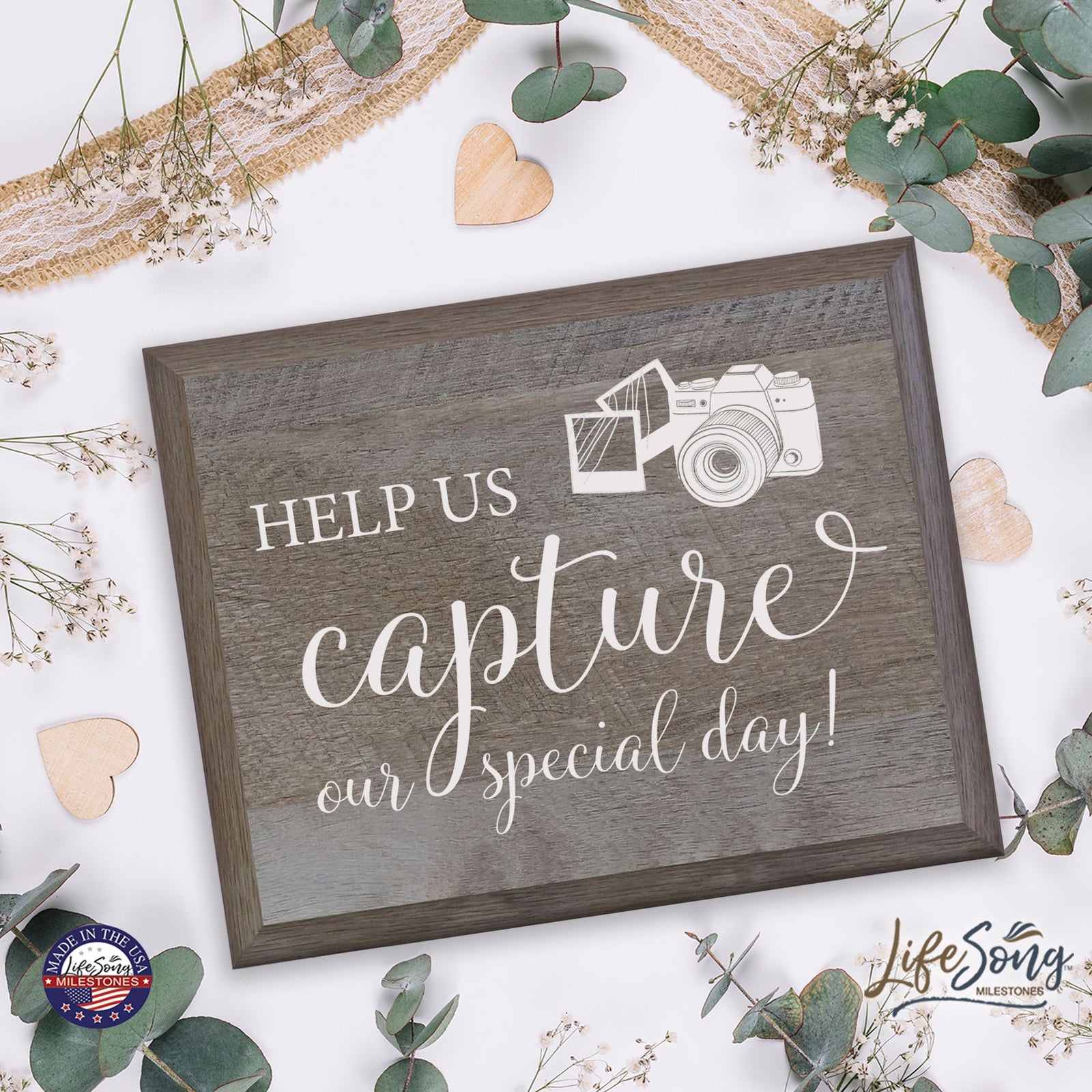 LifeSong Milestones Oh Snap Help Us Capture Our Special Day Decorative Wedding Party signs for Ceremony and Reception for Bride and Groom (8x10) - LifeSong Milestones