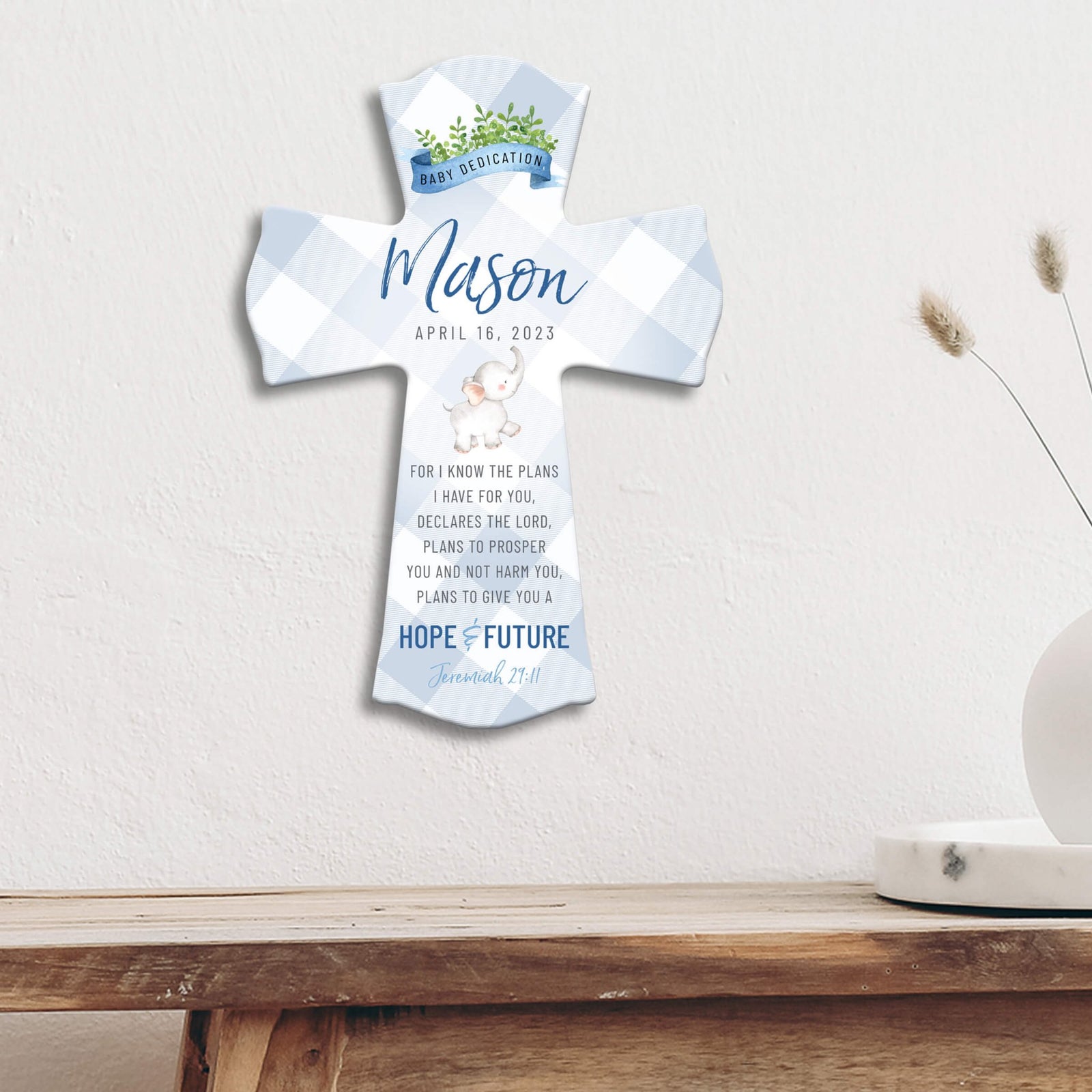 Lifesong Milestones Personalized Baby Dedication Wall Cross - LifeSong Milestones