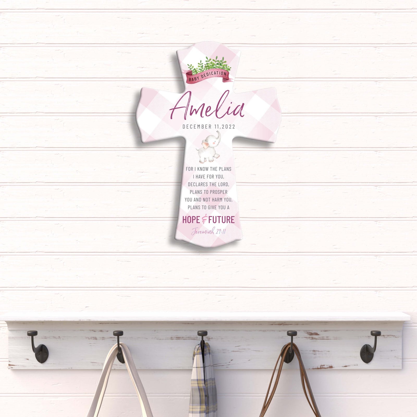 Lifesong Milestones Personalized Baby Dedication Wall Cross - LifeSong Milestones