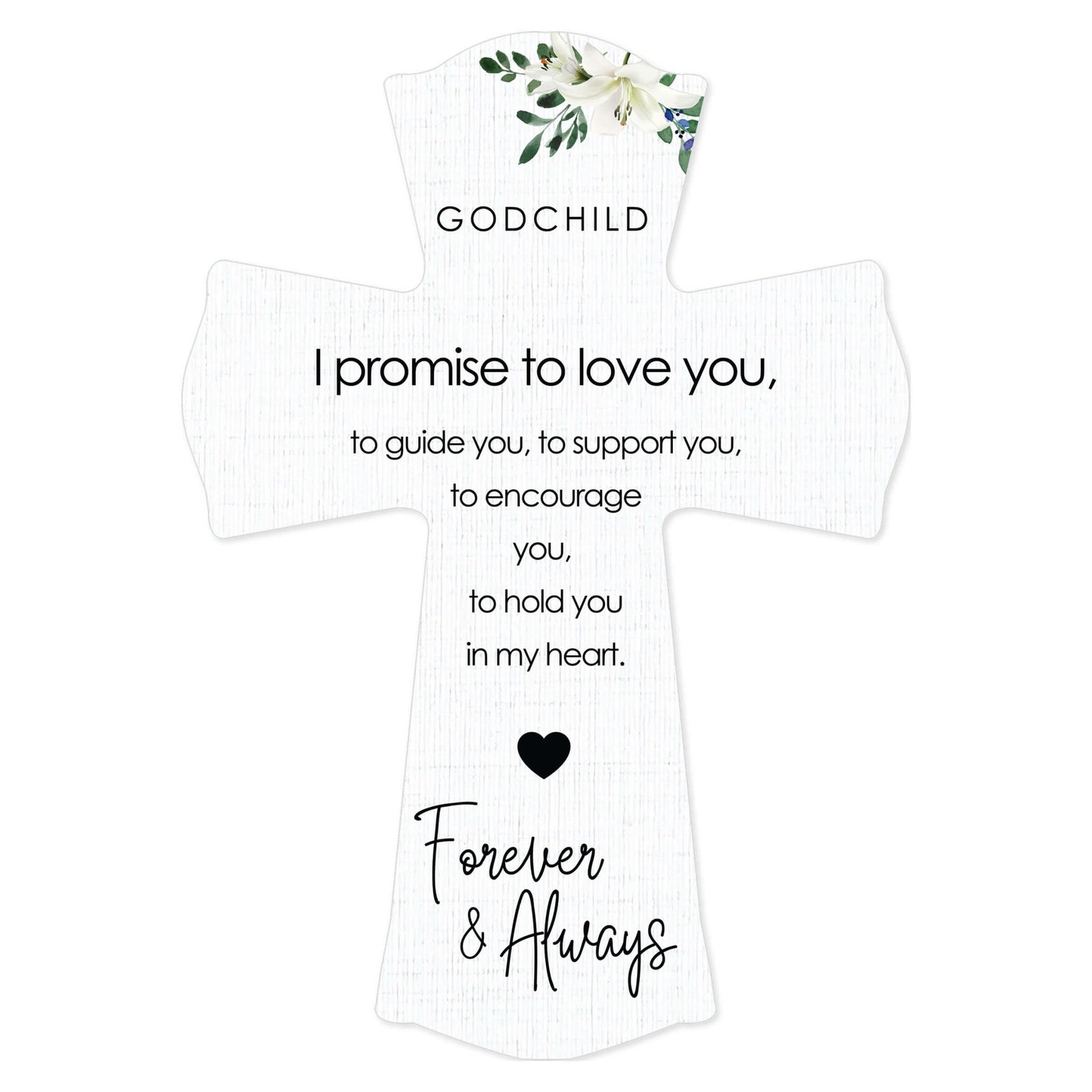 Lifesong Milestones Wooden Wall Cross for Godchild - I Promise To Love You - LifeSong Milestones