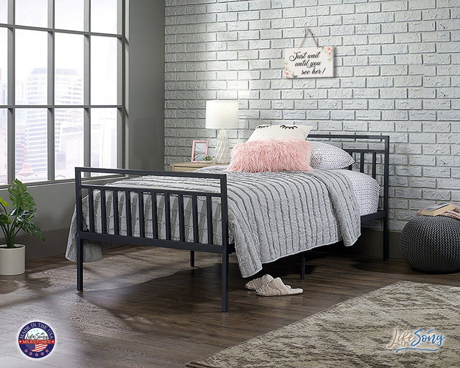 Lively Wooden Wall Hanging Rope Sign for Wedding 8 x 12 - Just Wait Until - LifeSong Milestones