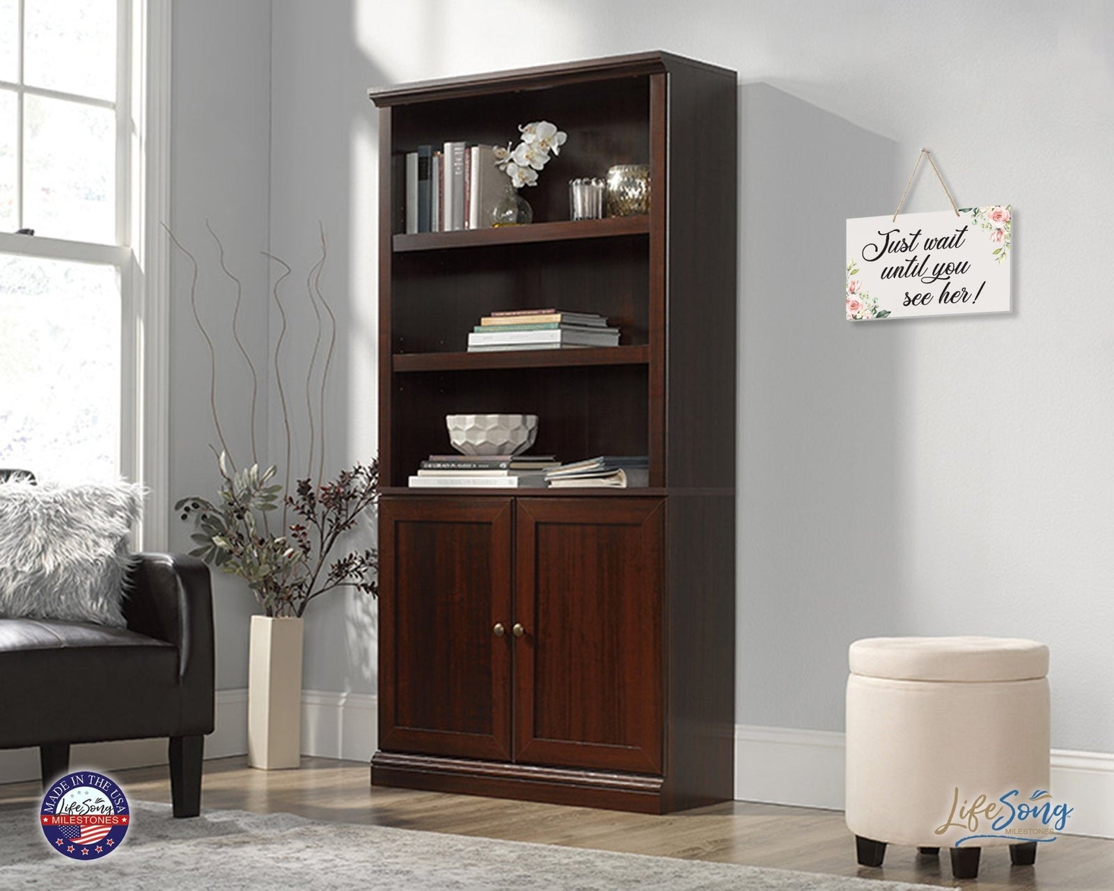 Lively Wooden Wall Hanging Rope Sign for Wedding 8 x 12 - Just Wait Until - LifeSong Milestones