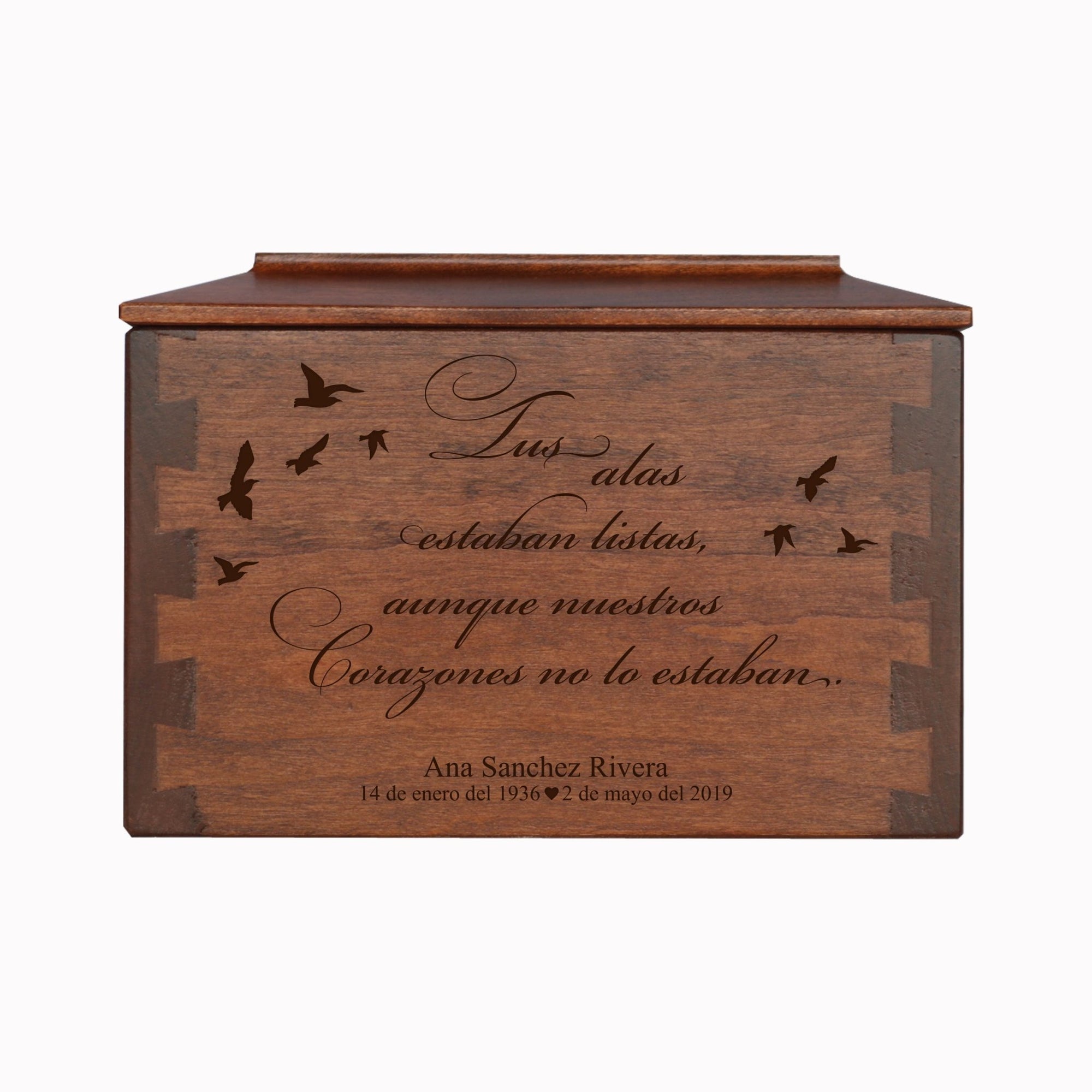 Lus Alas Estaban Personalized Memorial Decorative Dovetail Cremation Urn For Human Ashes Funeral and Condolence Keepsake - LifeSong Milestones
